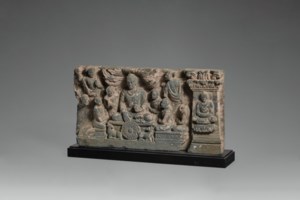 A GRAY SCHIST RELIEF DEPICTING THE BUDDHA'S FIRST SERMON, ANCIENT ...