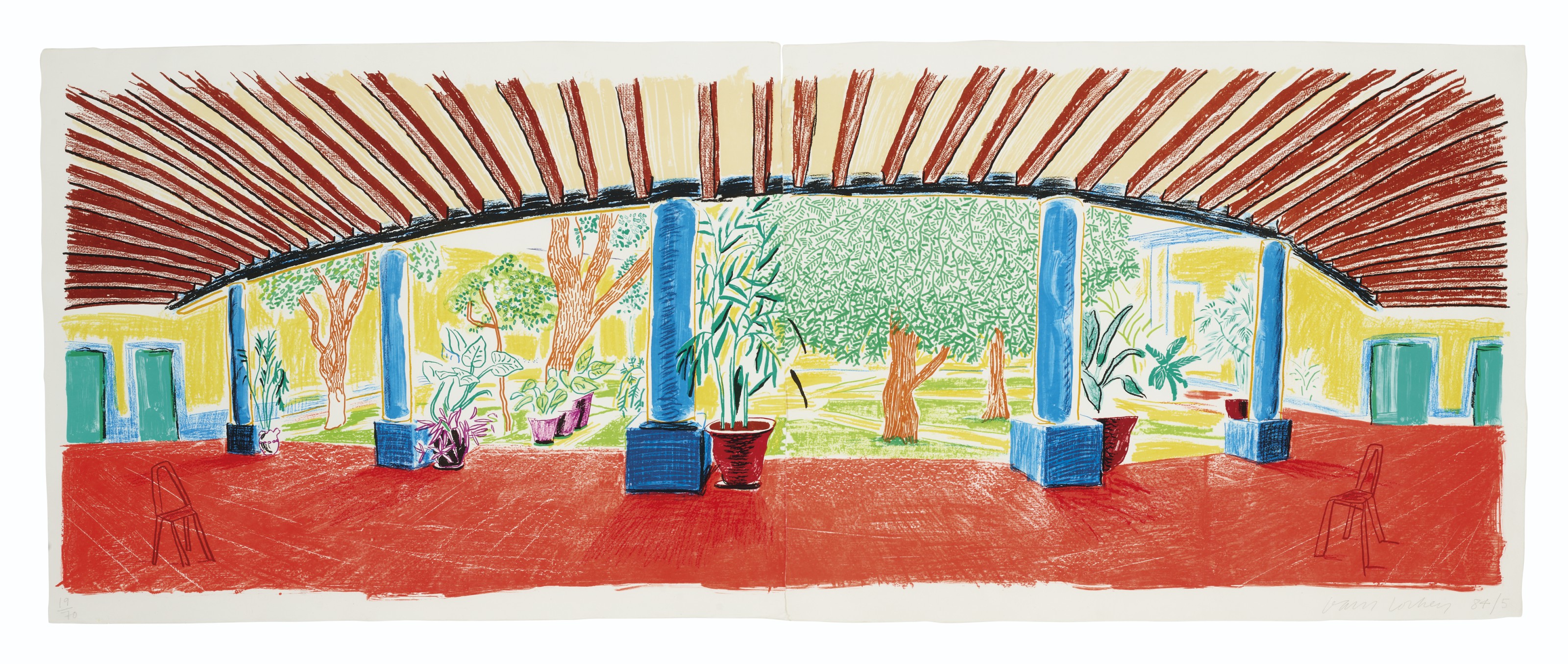 版画 Ake Holm #81 David med harpan DAVID HOCKNEY (B. 1937), Hotel Acatlán: First Day, from Moving