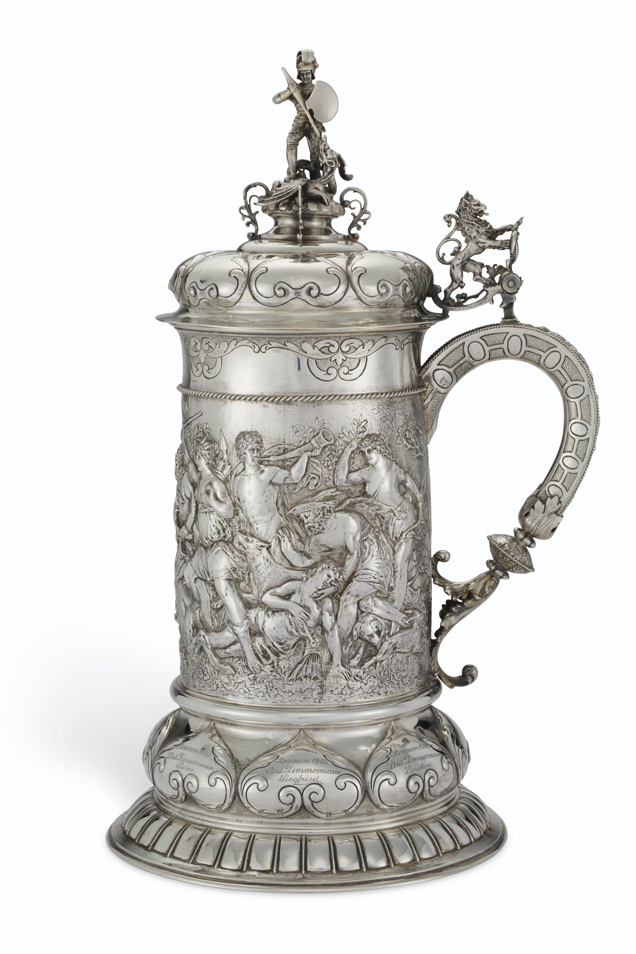 アンティークシルバー　トングAlphonse.D Christoph.W＋SV A LARGE GERMAN SILVER PRESENTATION TANKARD, MARK OF CARL BECKER