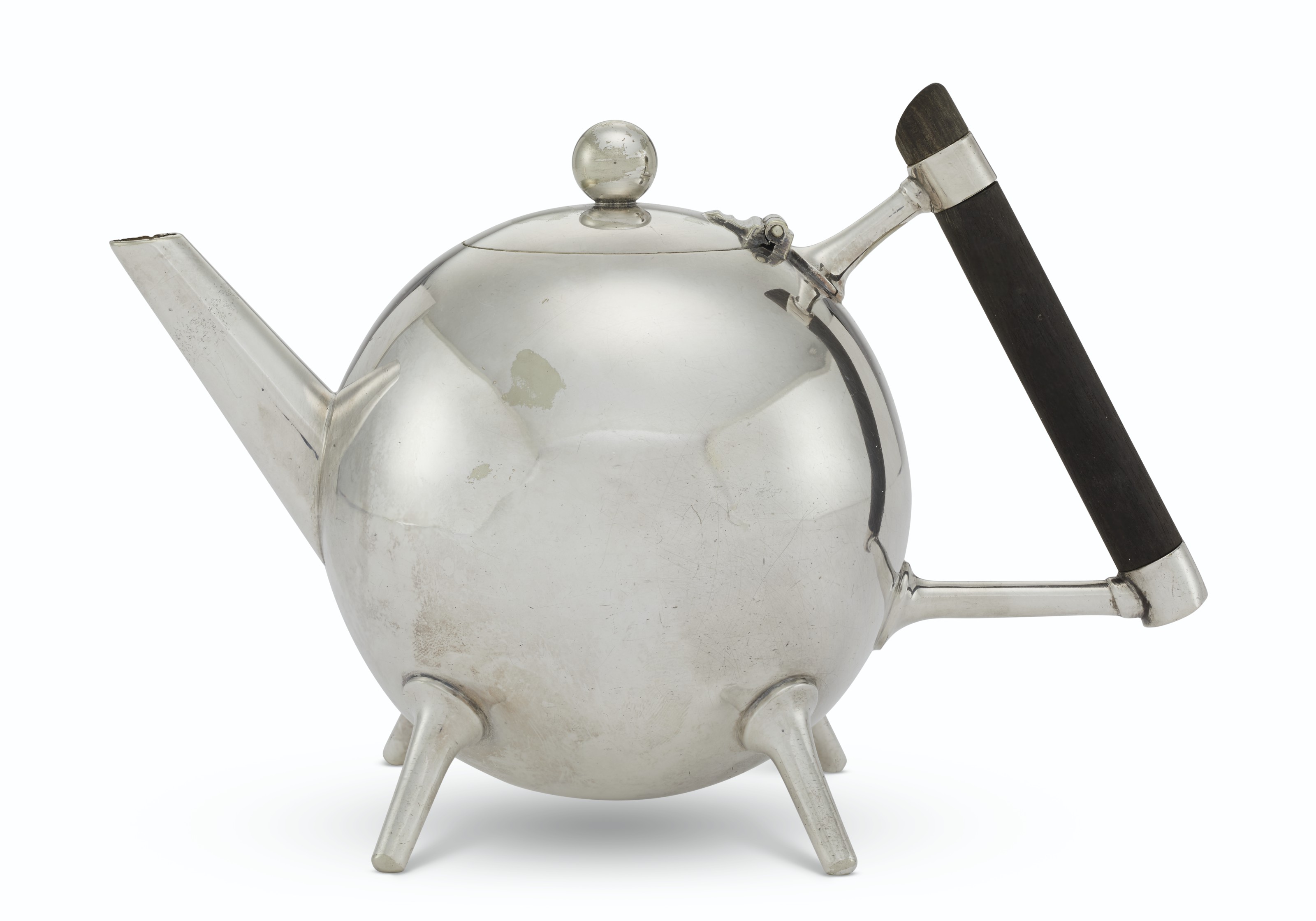 christopher dresser silver A RARE VICTORIAN SILVER-PLATED TEAPOT, DESIGNED BY CHRISTOPHER DRESSER,  MANUFACTURED BY JAMES DIXON & SONS, SHEFFIELD, CIRCA 1880