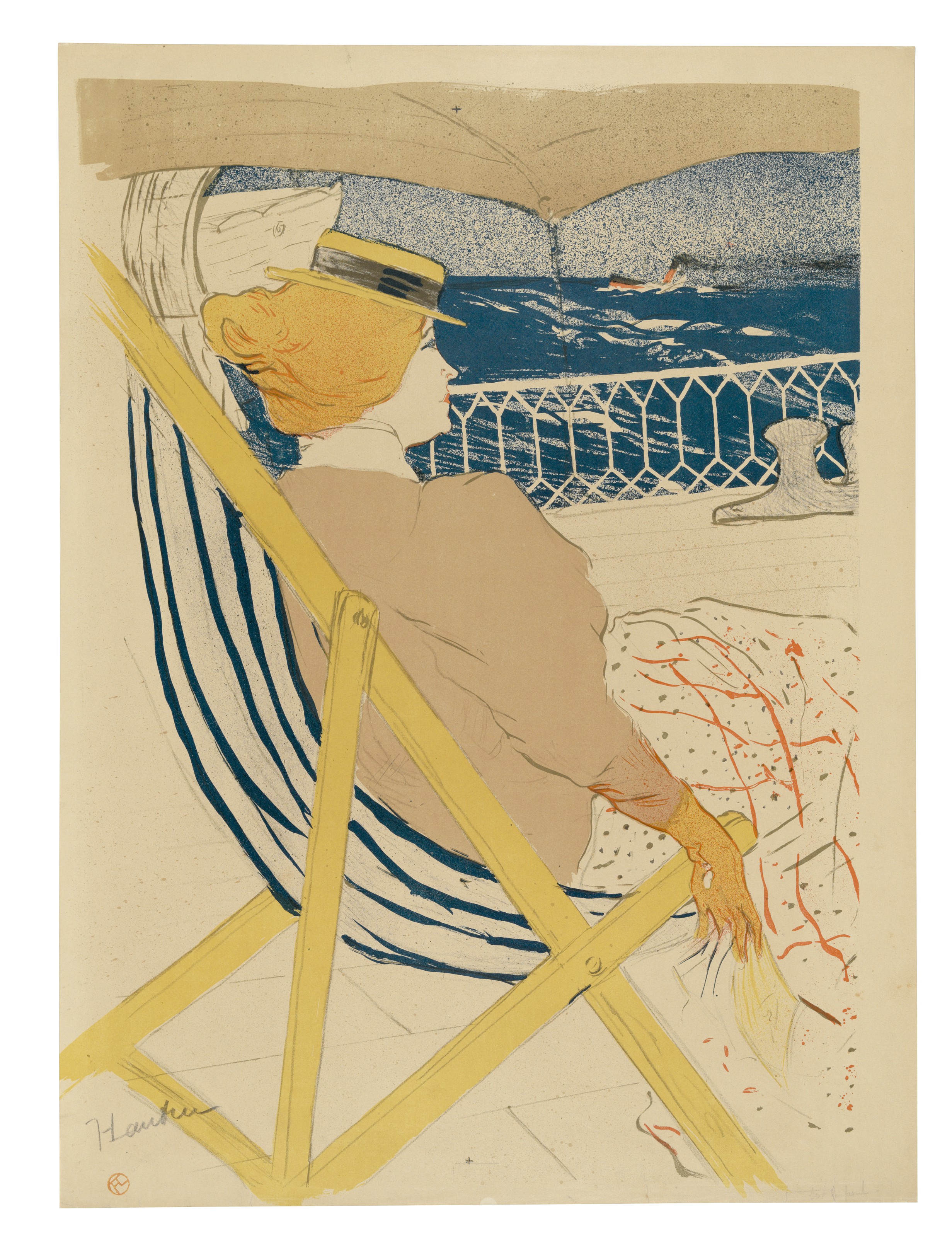 Henri de Toulouse-Lautrec (1864-1901), La Passag&egrave;re du 54, ou Promenade en Yacht, 1896. Lithograph in colours. Sheet: 625 x 463 mm. Sold for $50,000 on 16 April 2021 at Christie&rsquo;s in New York