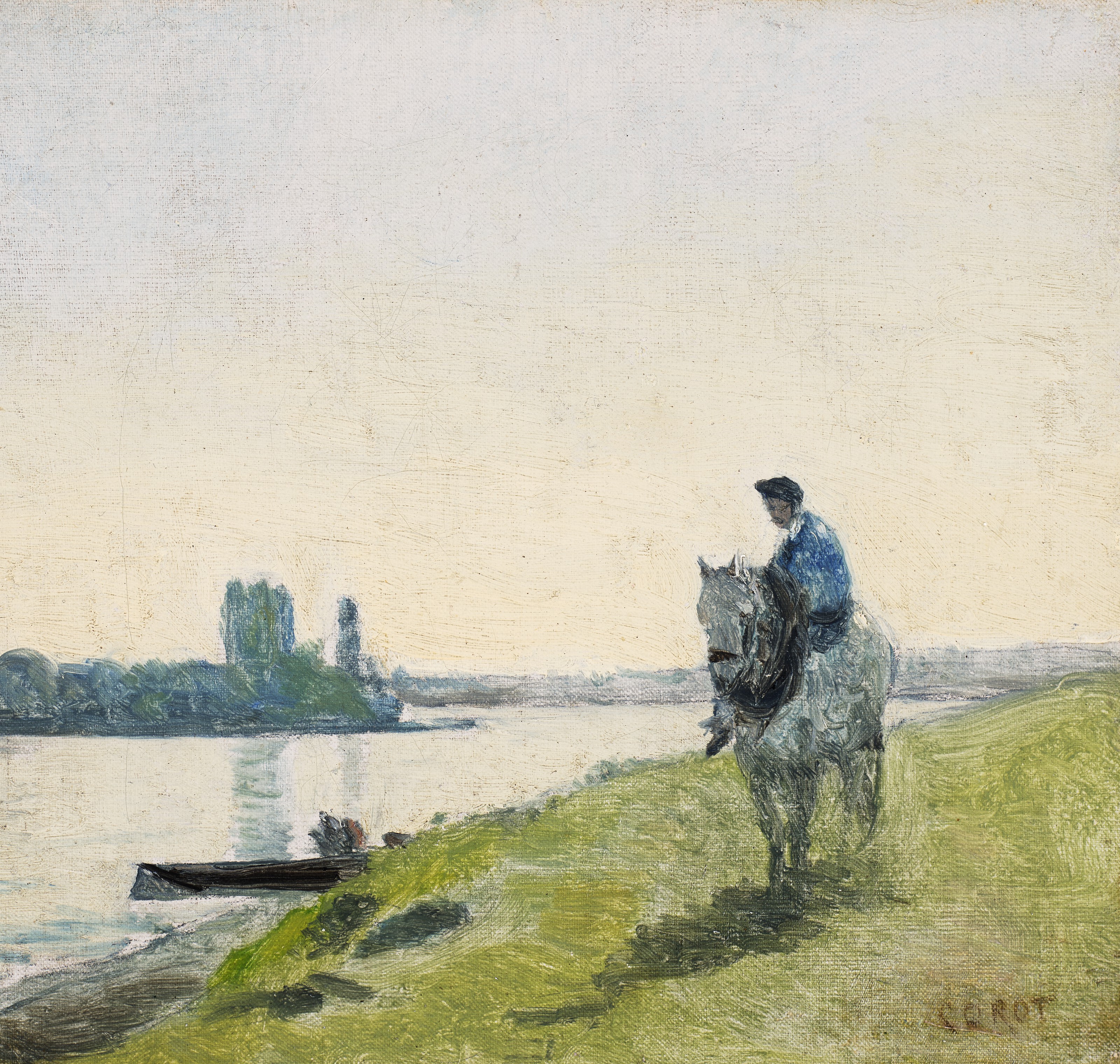 Haleur de bateau sur son cheval