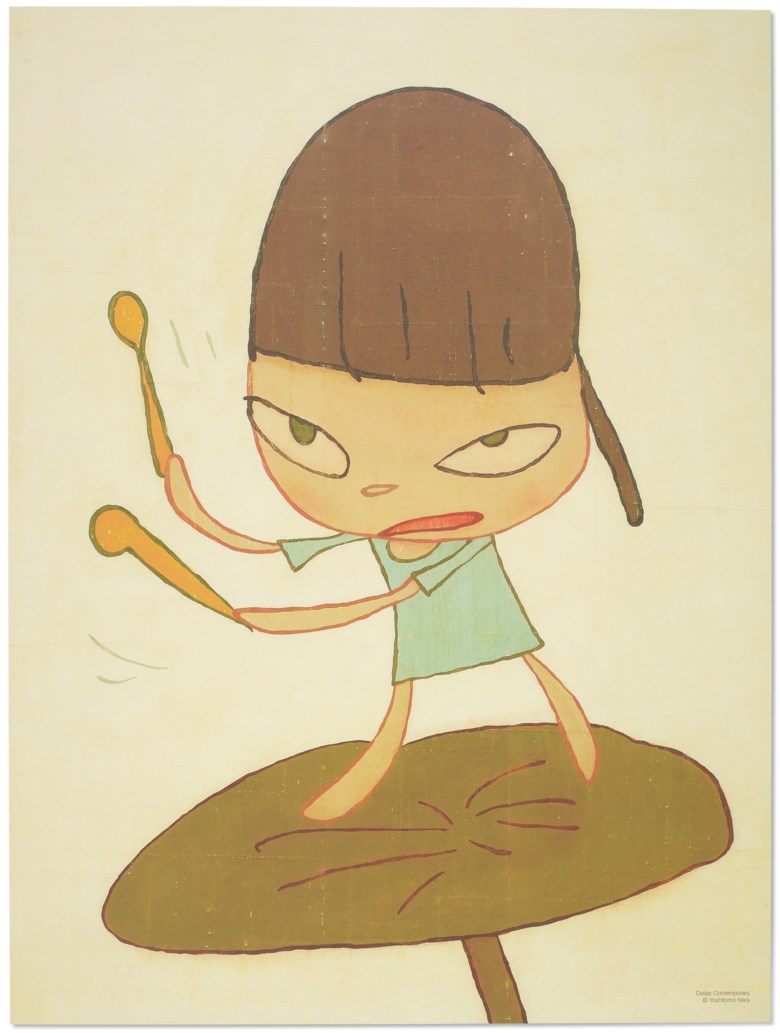 Yoshitomo Nara (b. 1959), Marching on a Butterbur Leaf, 2020. Offset lithograph. 60.7 x 45.5 cm (23⅞ x 17⅞ in). Estimate $1,000-1,5000. Offered in Contemporary Art Asia, until 12 March 2021, Online
