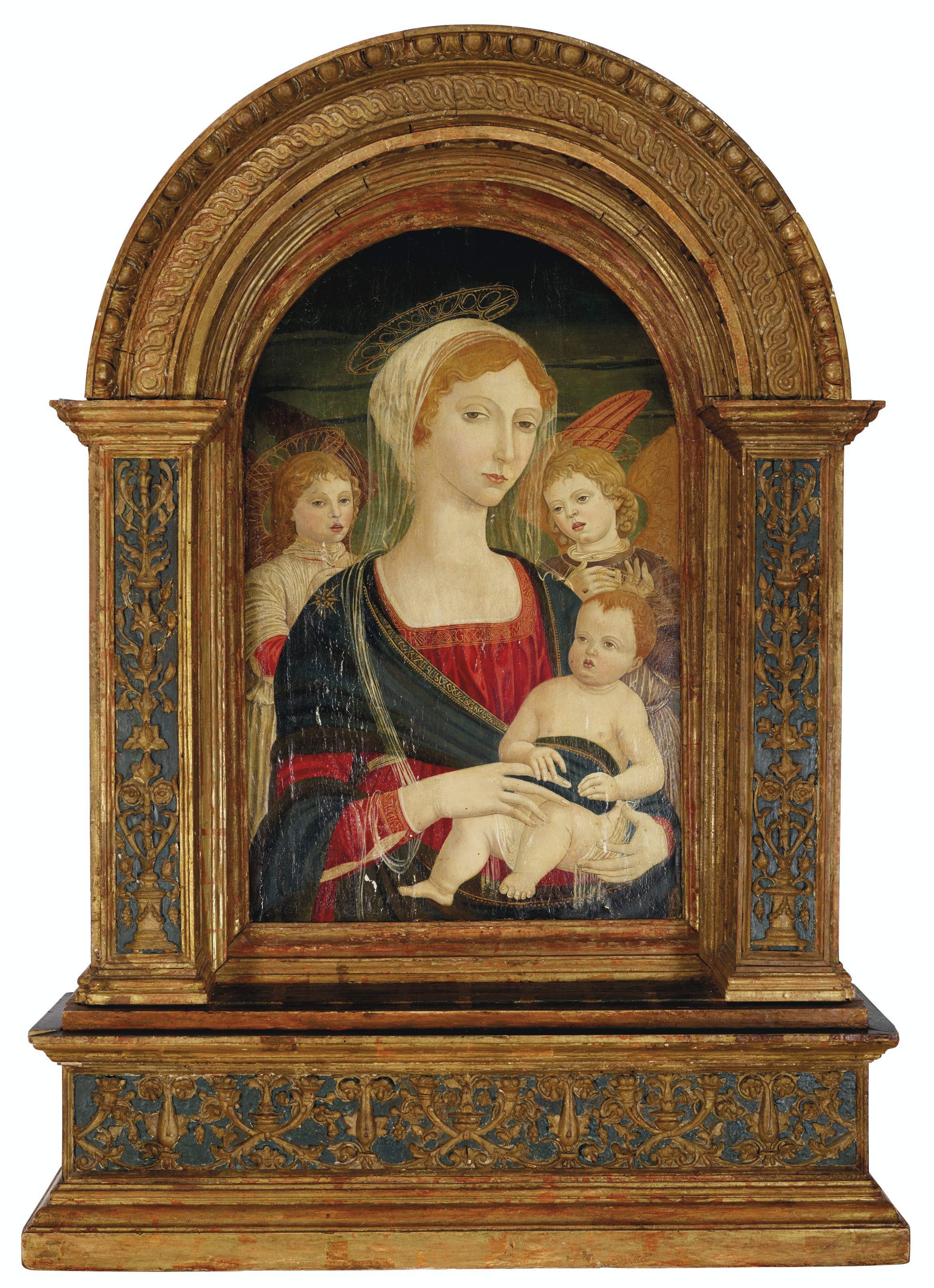 AFTER MATTEO DI GIOVANNI, The Madonna and Child with two singing angels ...