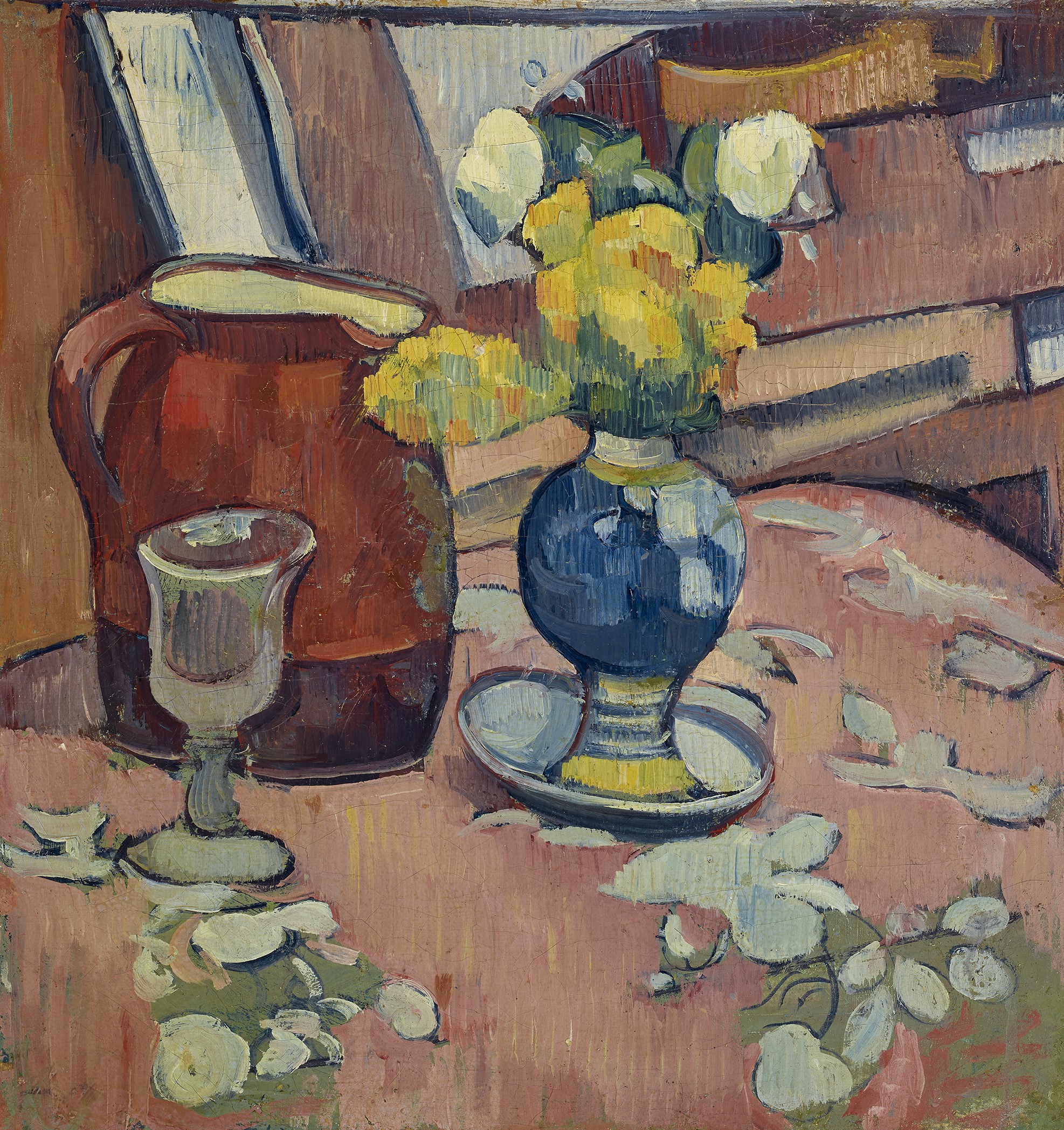 Suzanne Valadon (1865-1938), Bouquet de roses, bleuets et fougères 