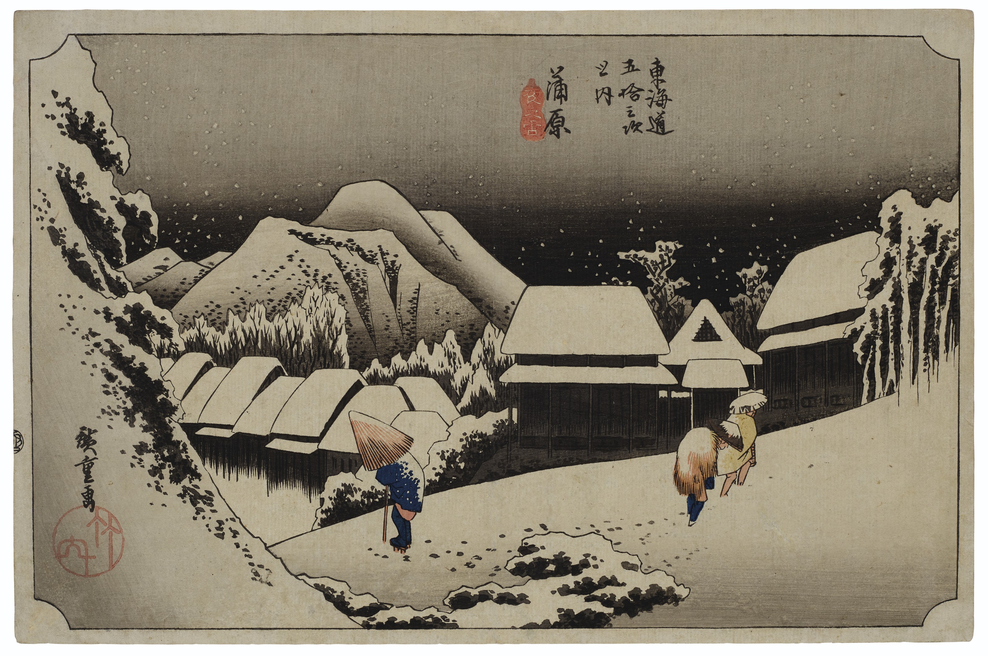 UTAGAWA HIROSHIGE (1797-1858), Kanbara yoru no yuki (Evening