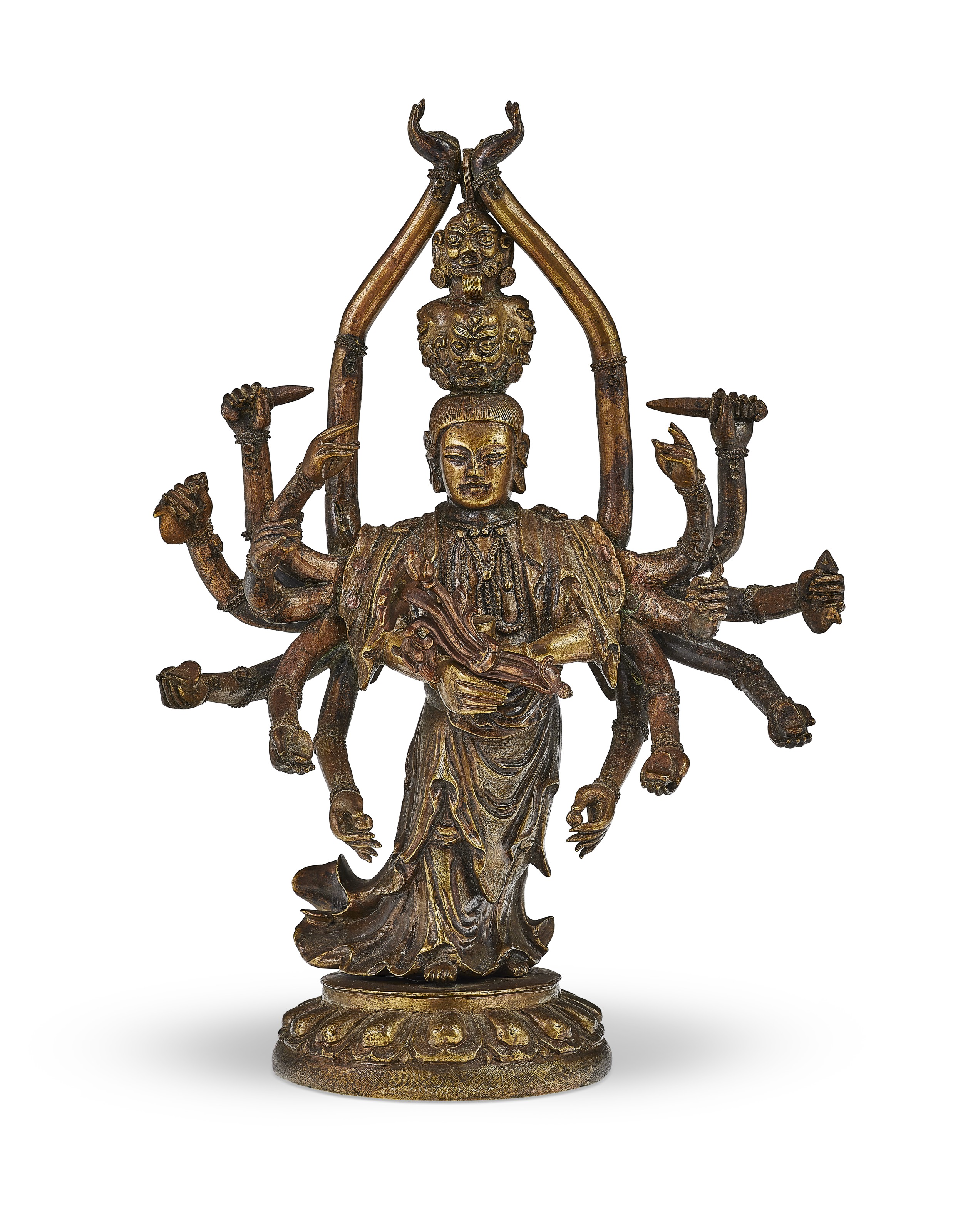 中國清十八/十九世紀銅密宗觀音立像, CHINA, 18TH-19TH CENTURY