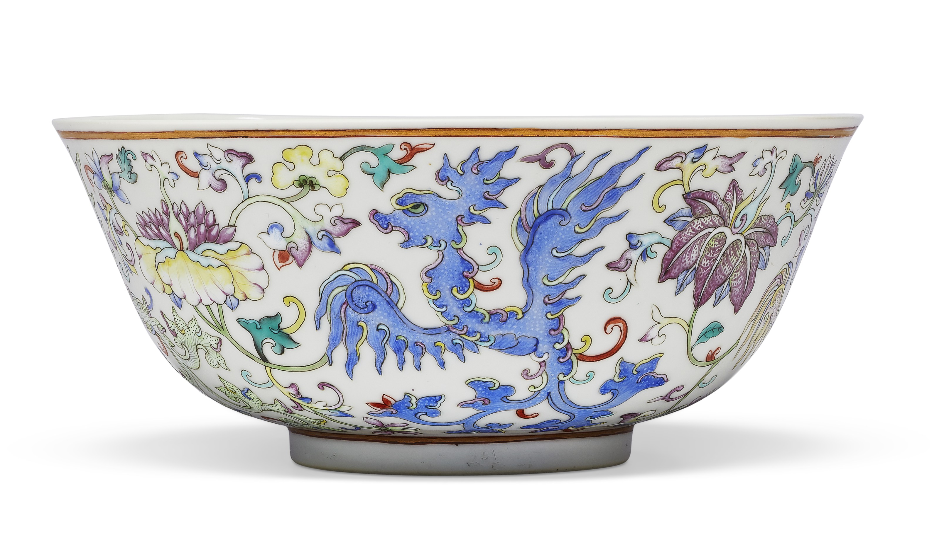 MUSEE DES FAMILLES 額装品 A FAMILLE ROSE 'PHOENIX' BOWL, GUANGXU SIX-CHARACTER MARK IN