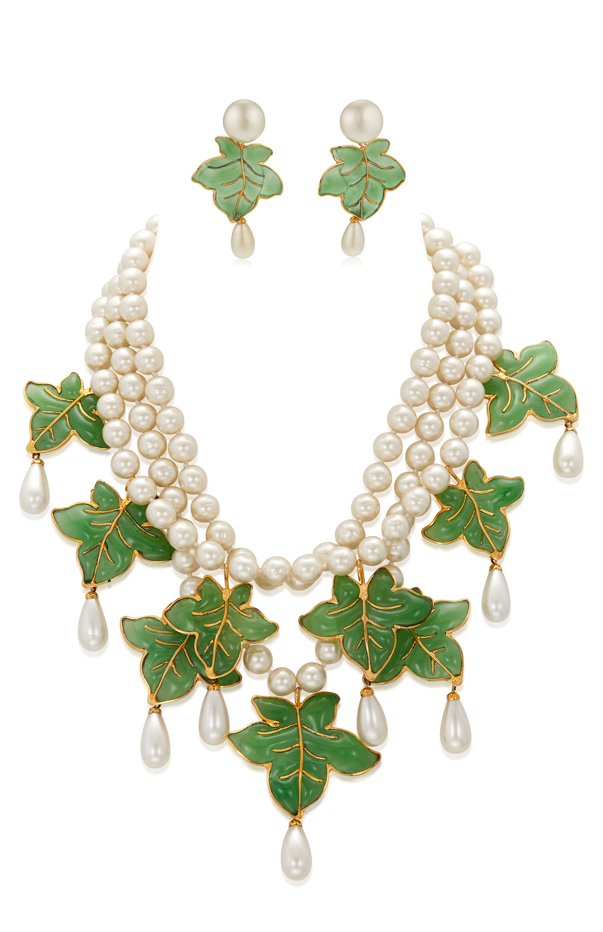 IMPORTANT CHANEL SET OF GRIPOIX GLASS AND FAUX PEARL JEWELRY