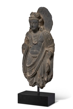 A GREY SCHIST FIGURE OF A BODHISATTVA, ANCIENT REGION OF GANDHARA, 3RD ...