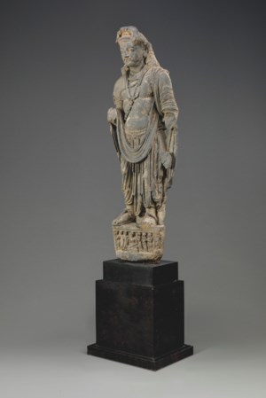 A GREY SCHIST FIGURE OF A BODHISATTVA, ANCIENT REGION OF GANDHARA, 3RD ...