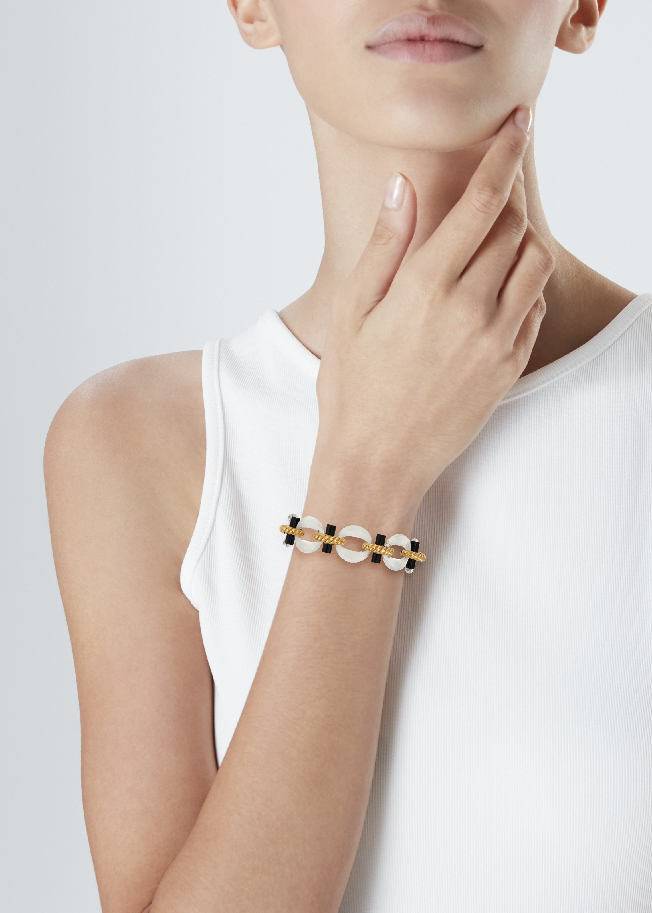VAN CLEEF ARPELS ROCK CRYSTAL ONYX AND GOLD BRACELET Christie s