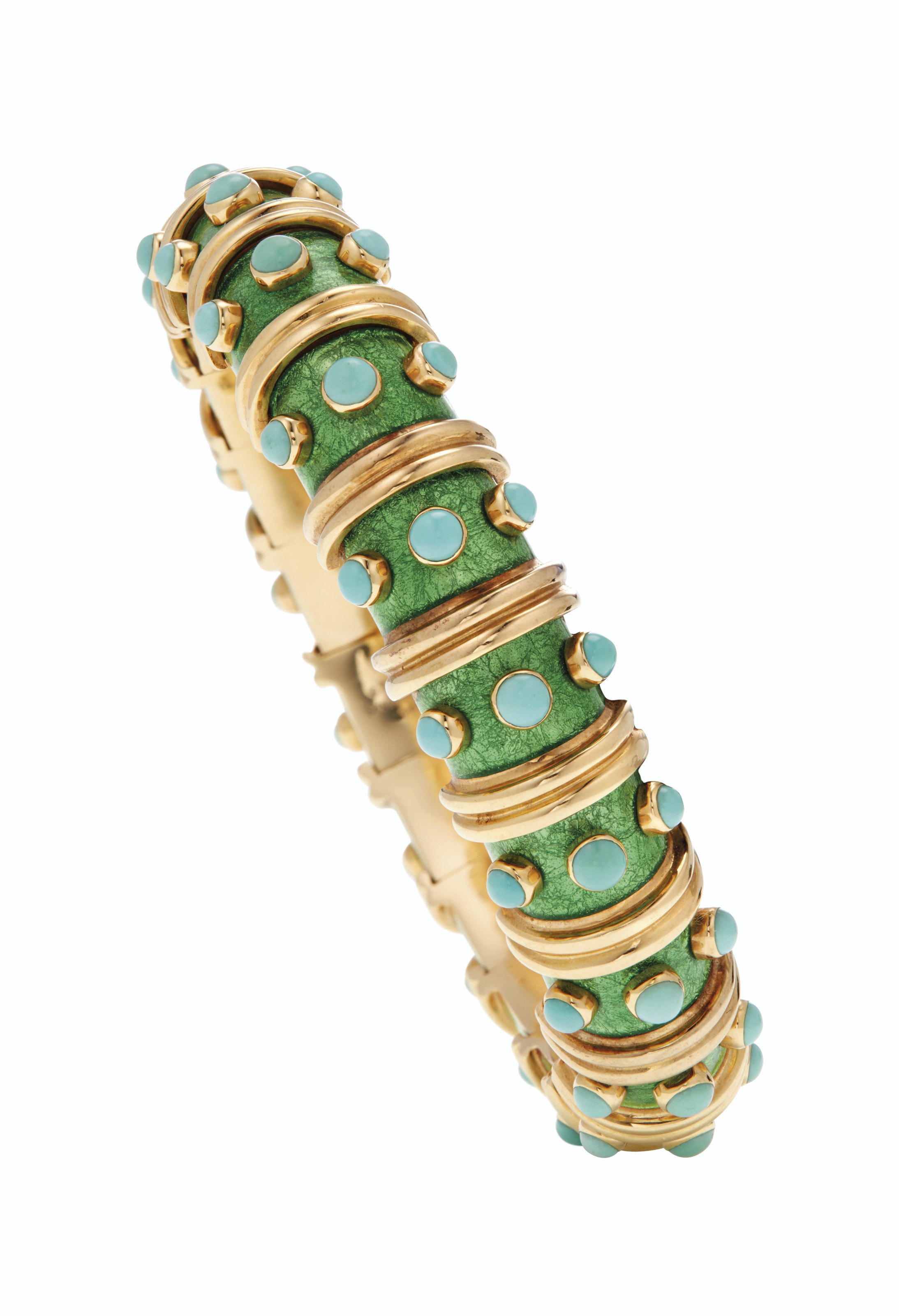 TIFFANY & CO. JEAN SCHLUMBERGER ENAMEL AND TURQUOISE BANGLE BRACELET