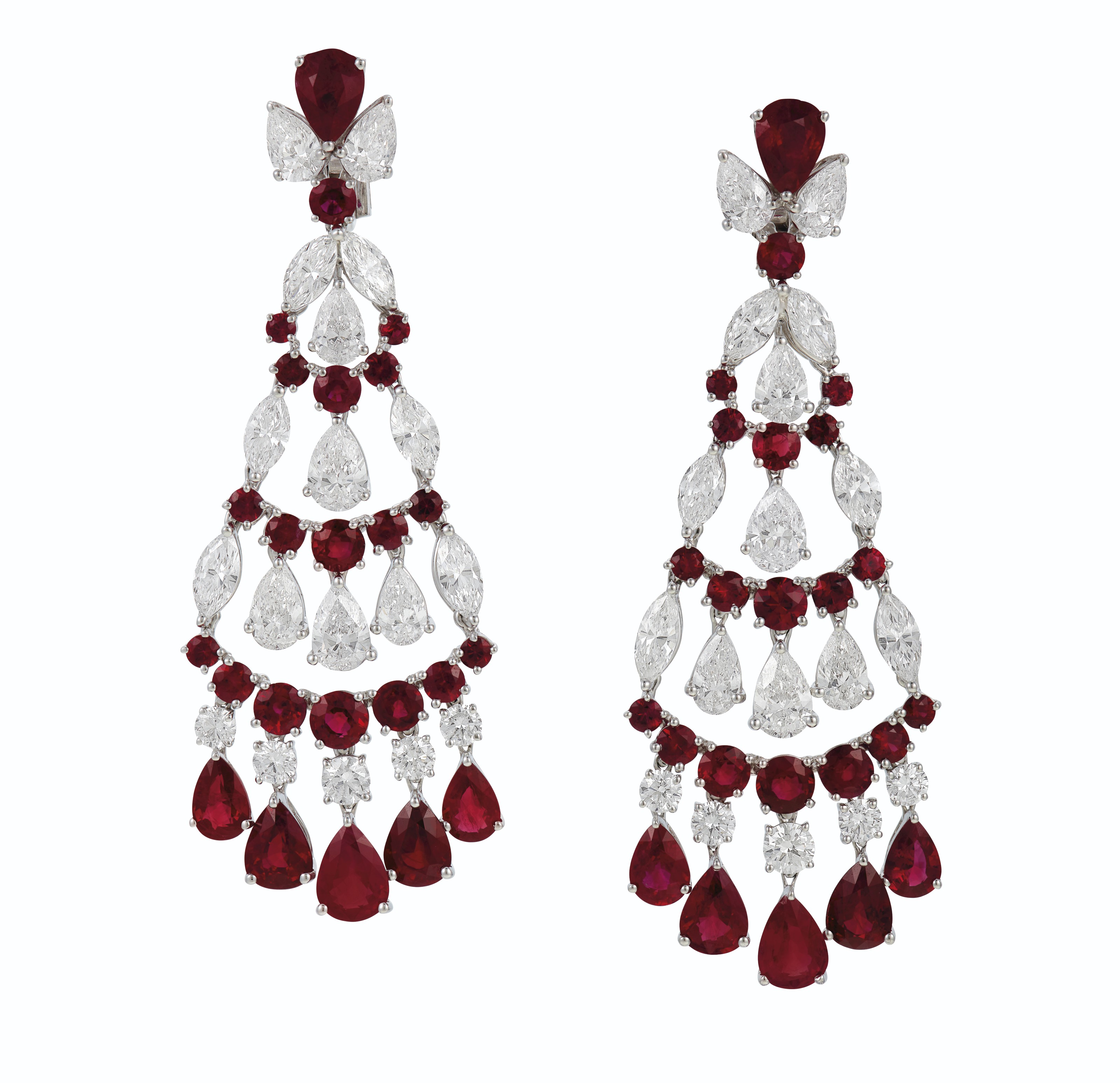 GRAFF RUBY AND DIAMOND CHANDELIER EARRINGS