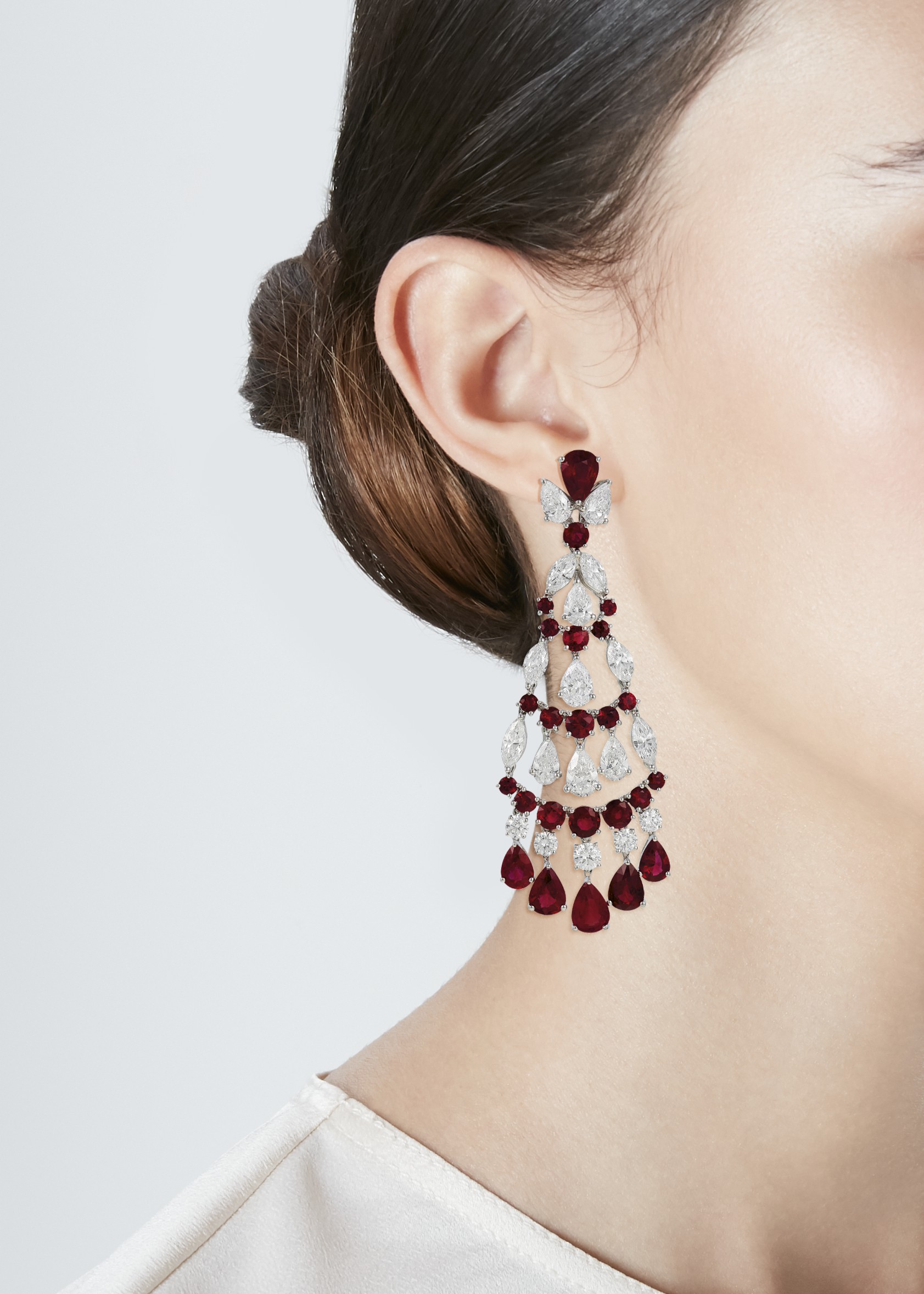 GRAFF RUBY AND DIAMOND CHANDELIER EARRINGS
