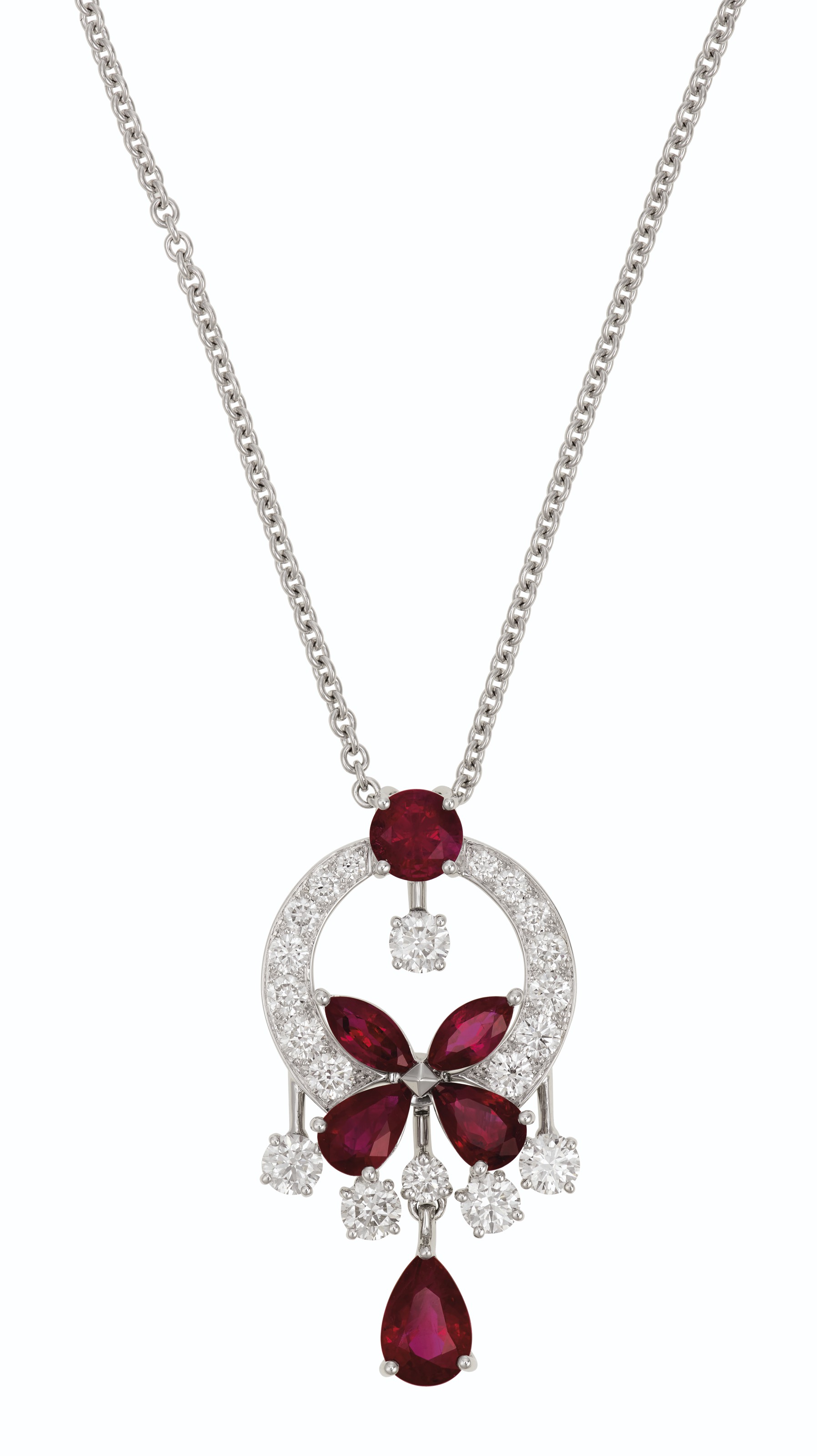 Pear-Shaped Lab-Created Ruby & White Lab-Created Sapphire Tilted Butterfly  Necklace Sterling Silver 18” | Kay Outlet