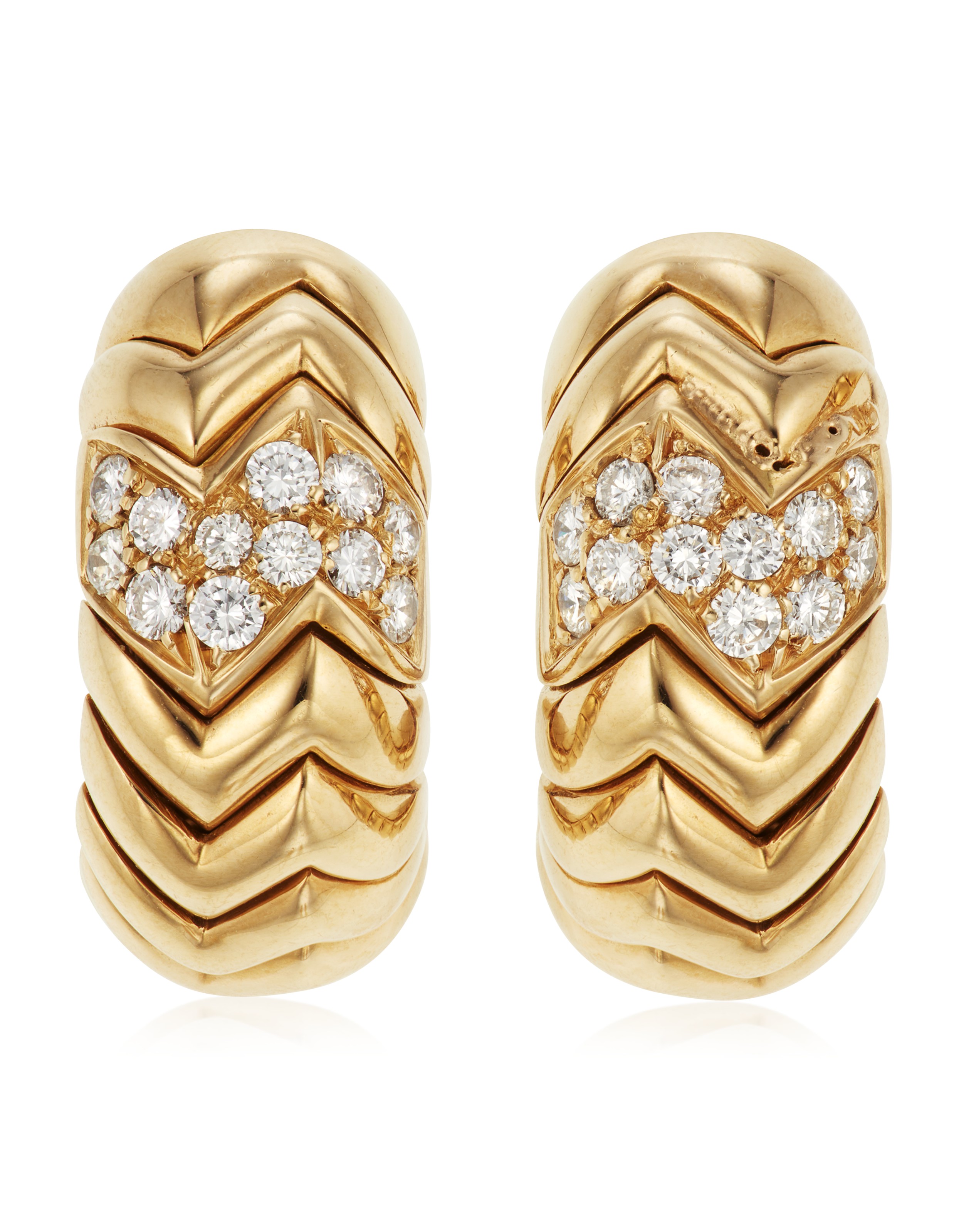 BULGARI DIAMOND AND GOLD HALFHOOP EARRINGS, Christie’s