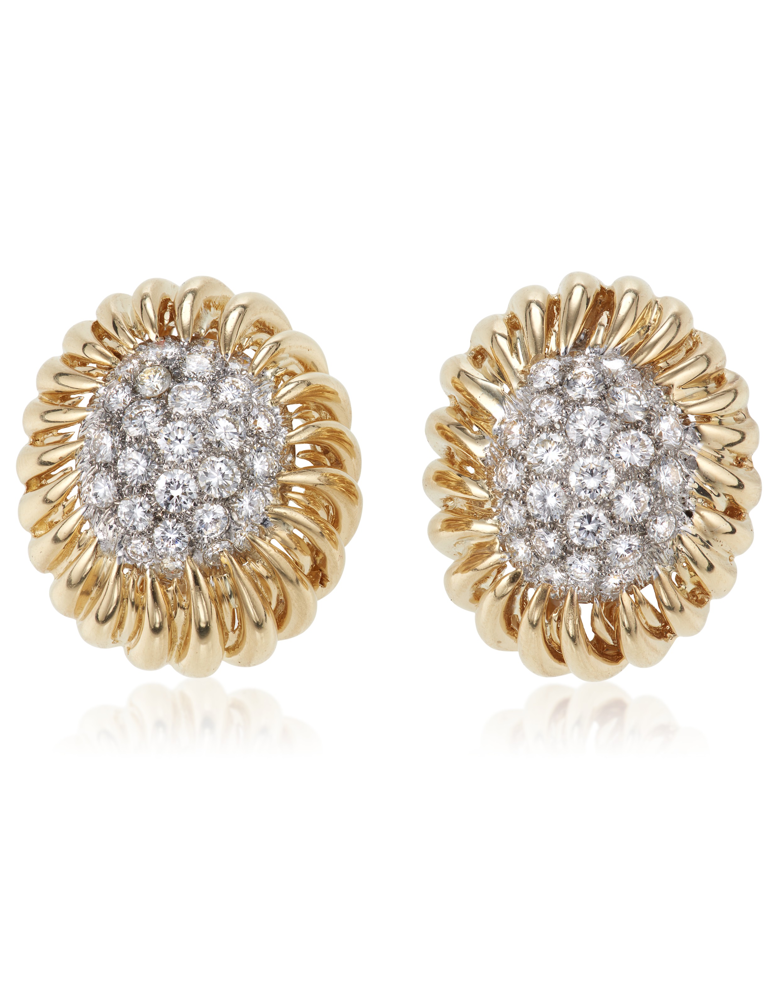 Gold and diamond earrings, by David Webb. Sold for $6,875 on&nbsp;10 February 2021, Online