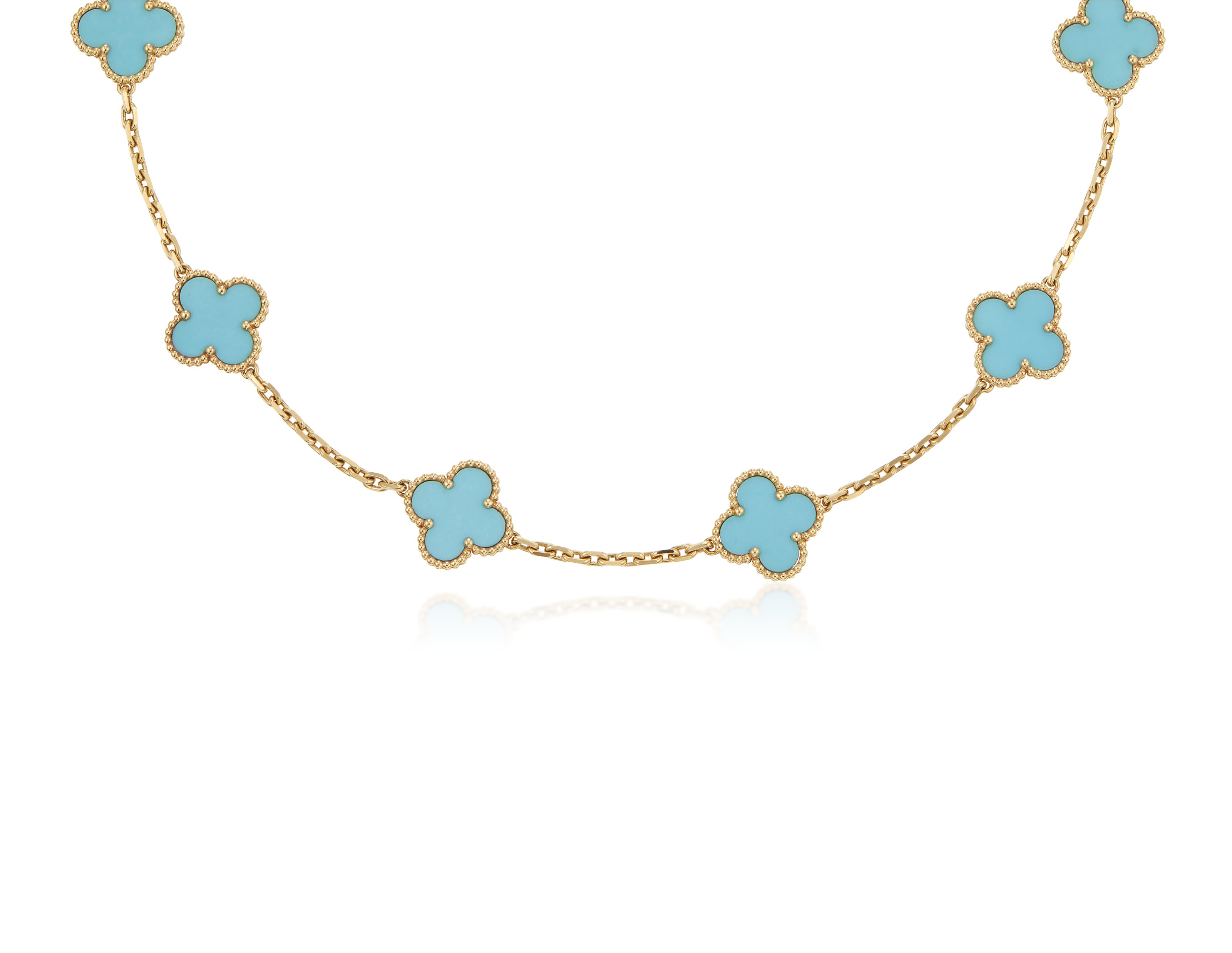 Van Cleef & Arpels Turquoise 20 motif Alhambra Necklace