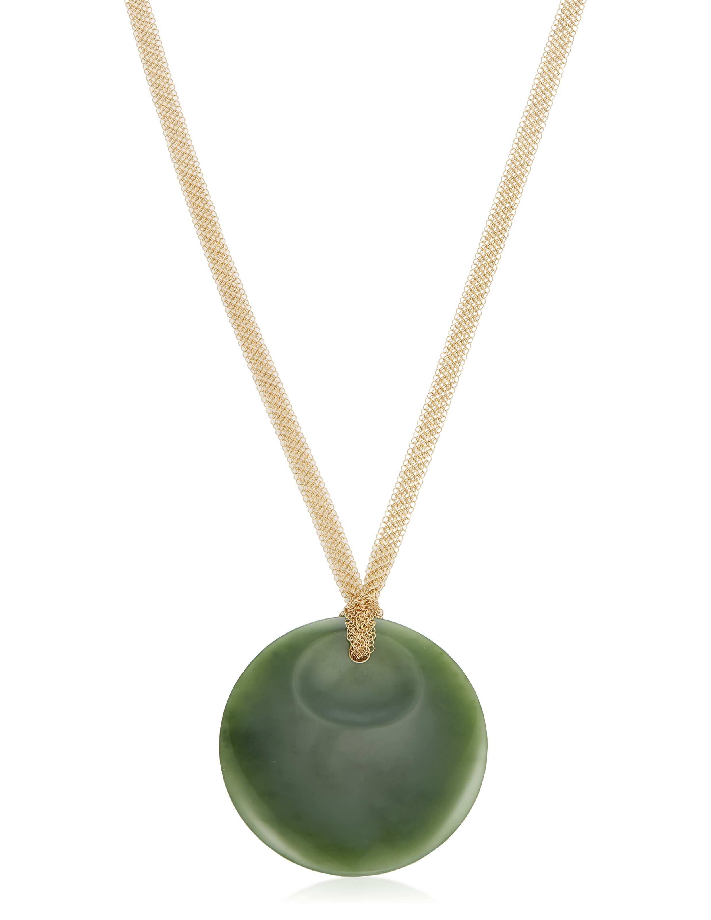 TIFFANY CO. ELSA PERETTI JADE AND GOLD PENDANT NECKLACE
