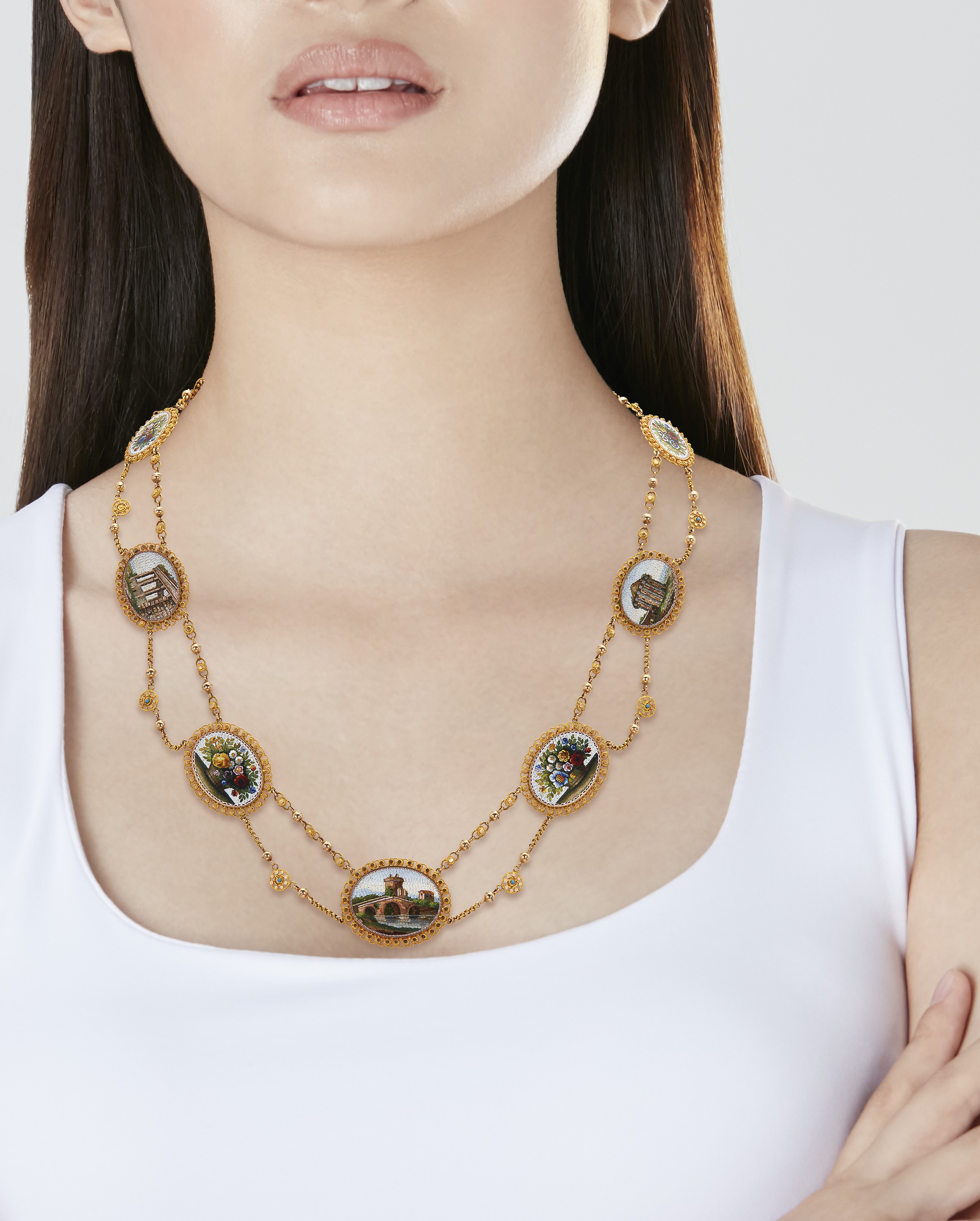 ANTIQUE MICRO-MOSAIC NECKLACE, | Christie's