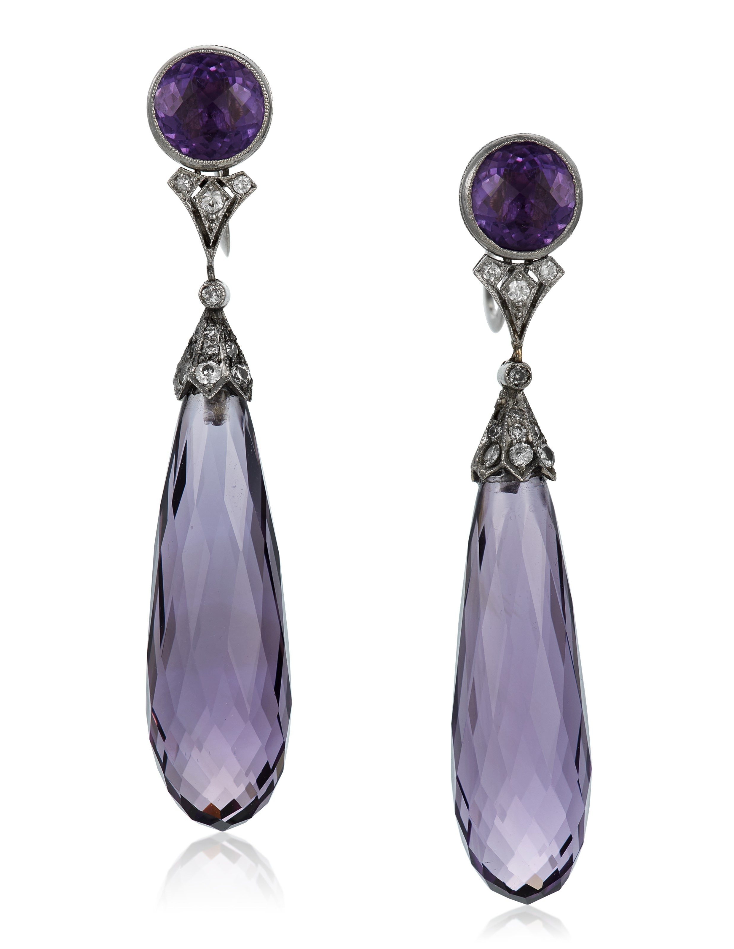 TIFFANY & CO. ANTIQUE AMETHYST AND DIAMOND EARRINGS, Christie’s