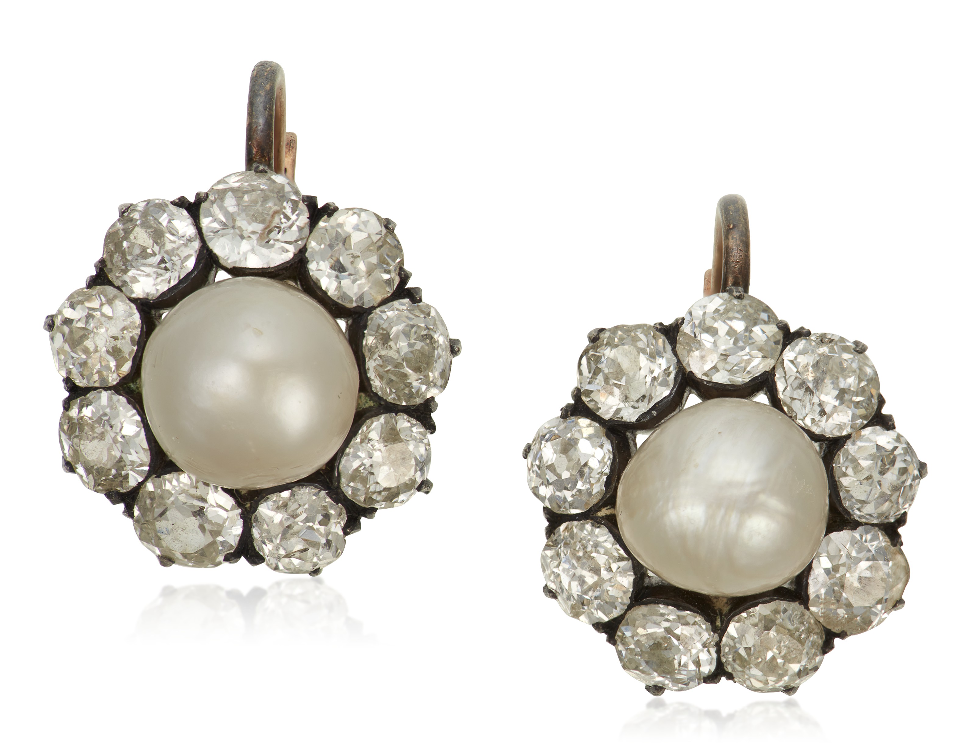 Antique pearl sales and diamond earrings