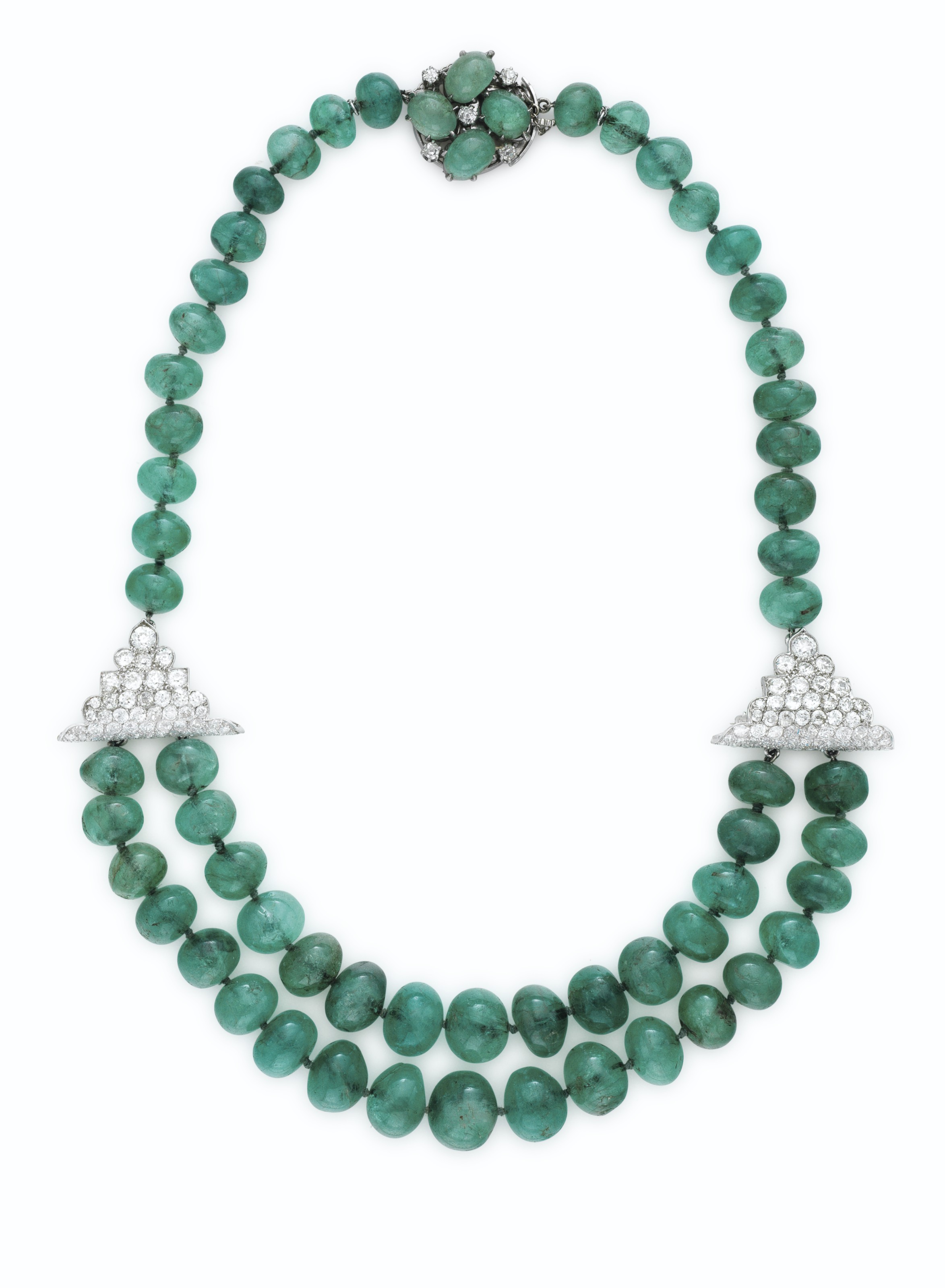 Emerald & Diamond Bead Necklace main image 0