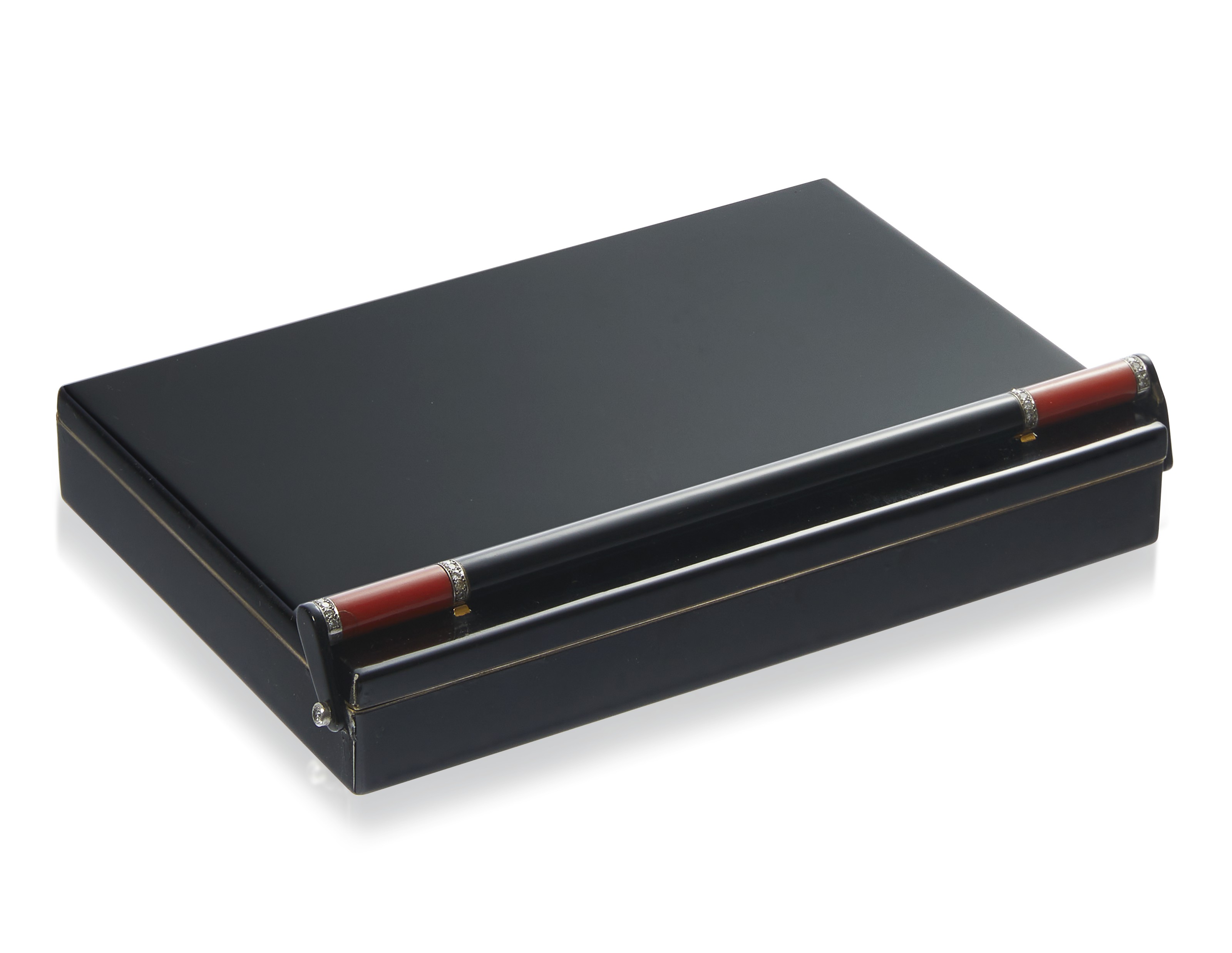 CARTIER ART DECO ENAMEL, CORAL AND DIAMOND VANITY CASE, Christie’s