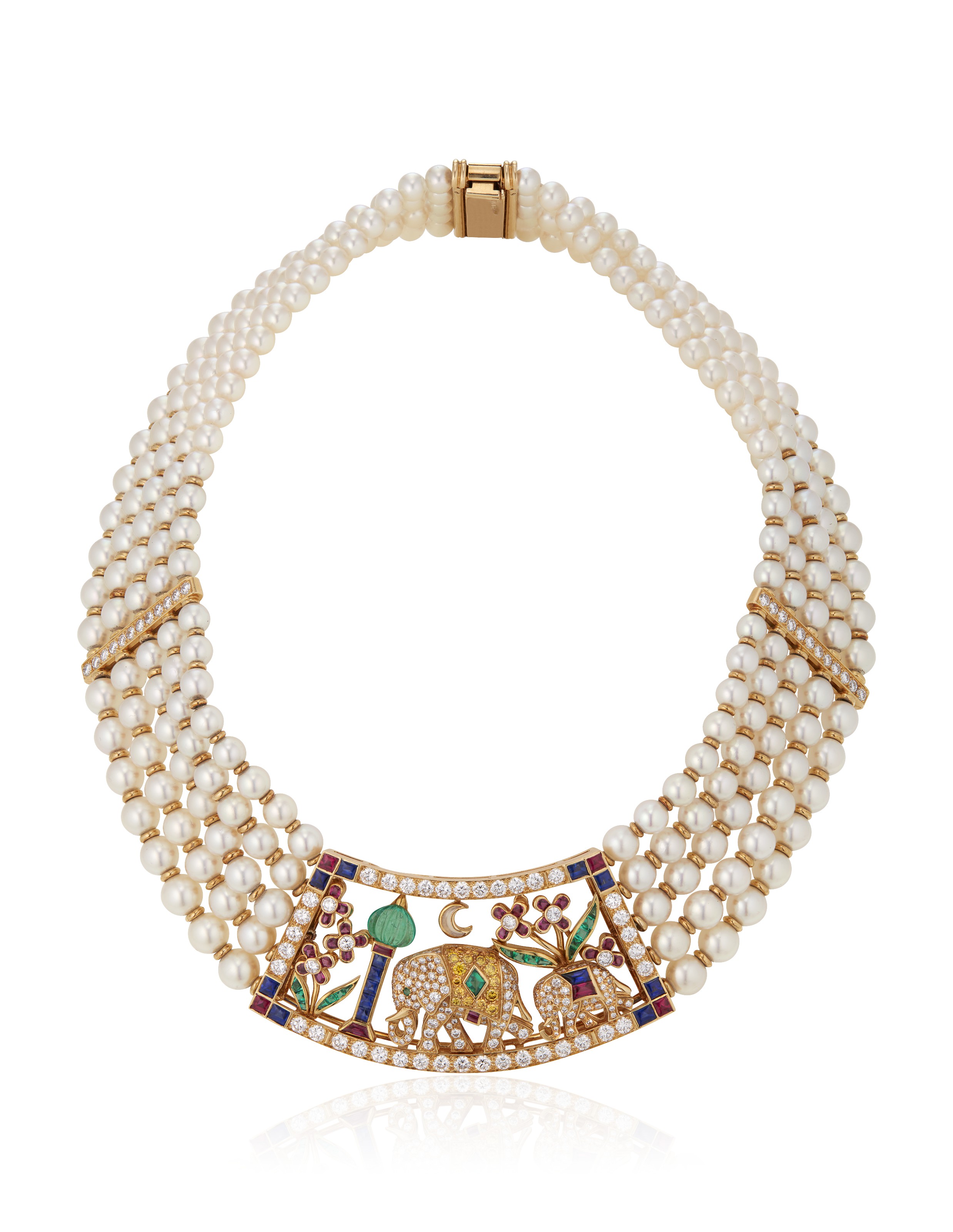 Cartier diamond, coloured diamond and multi-gem choker necklace. 13 in (33 cm). Sold for $47,500 on 7 December 2021, Online