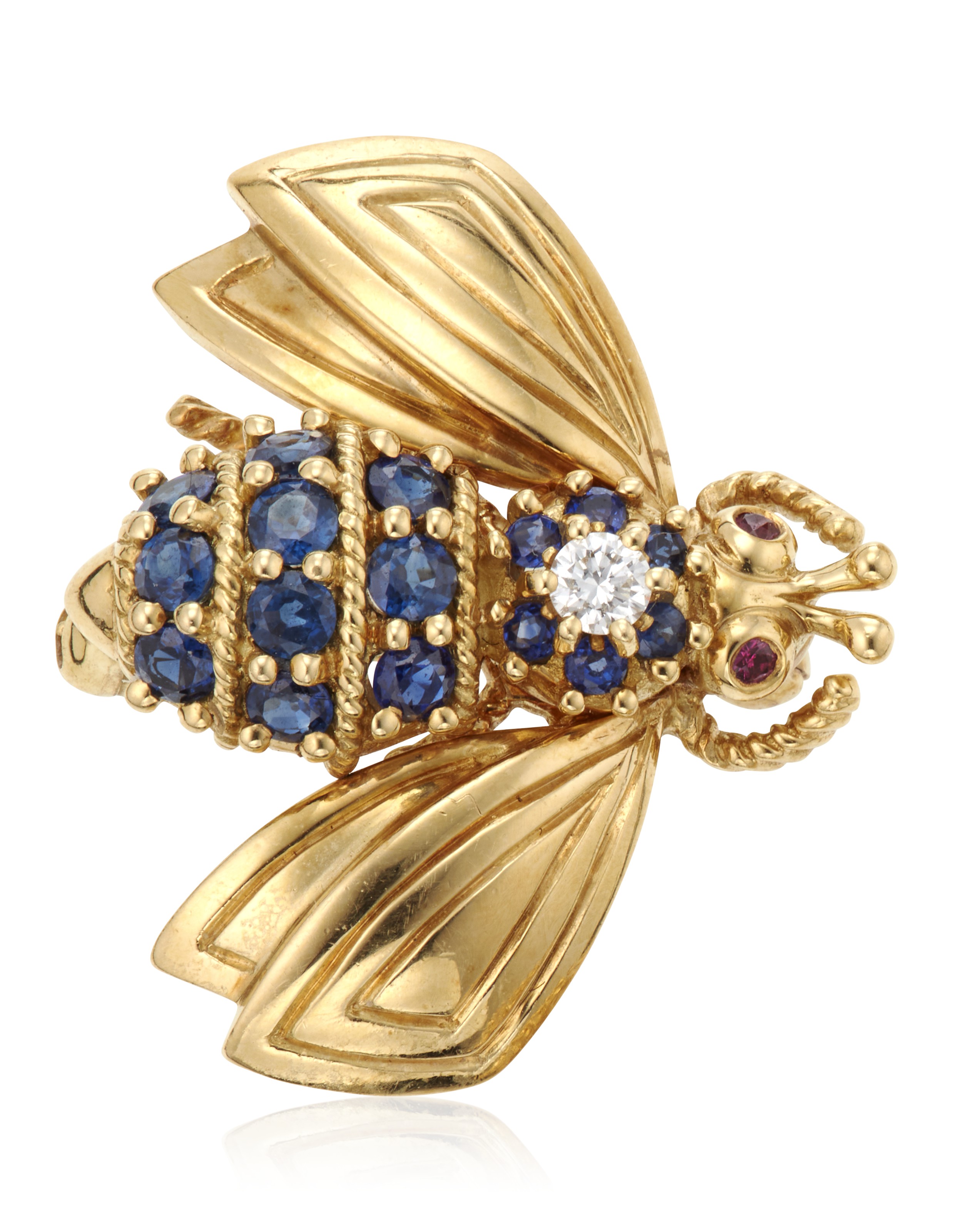 TIFFANY THREE RUBY, SAPPHIRE, DIAMOND AND GOLD BEE BROOCHES - Main Image