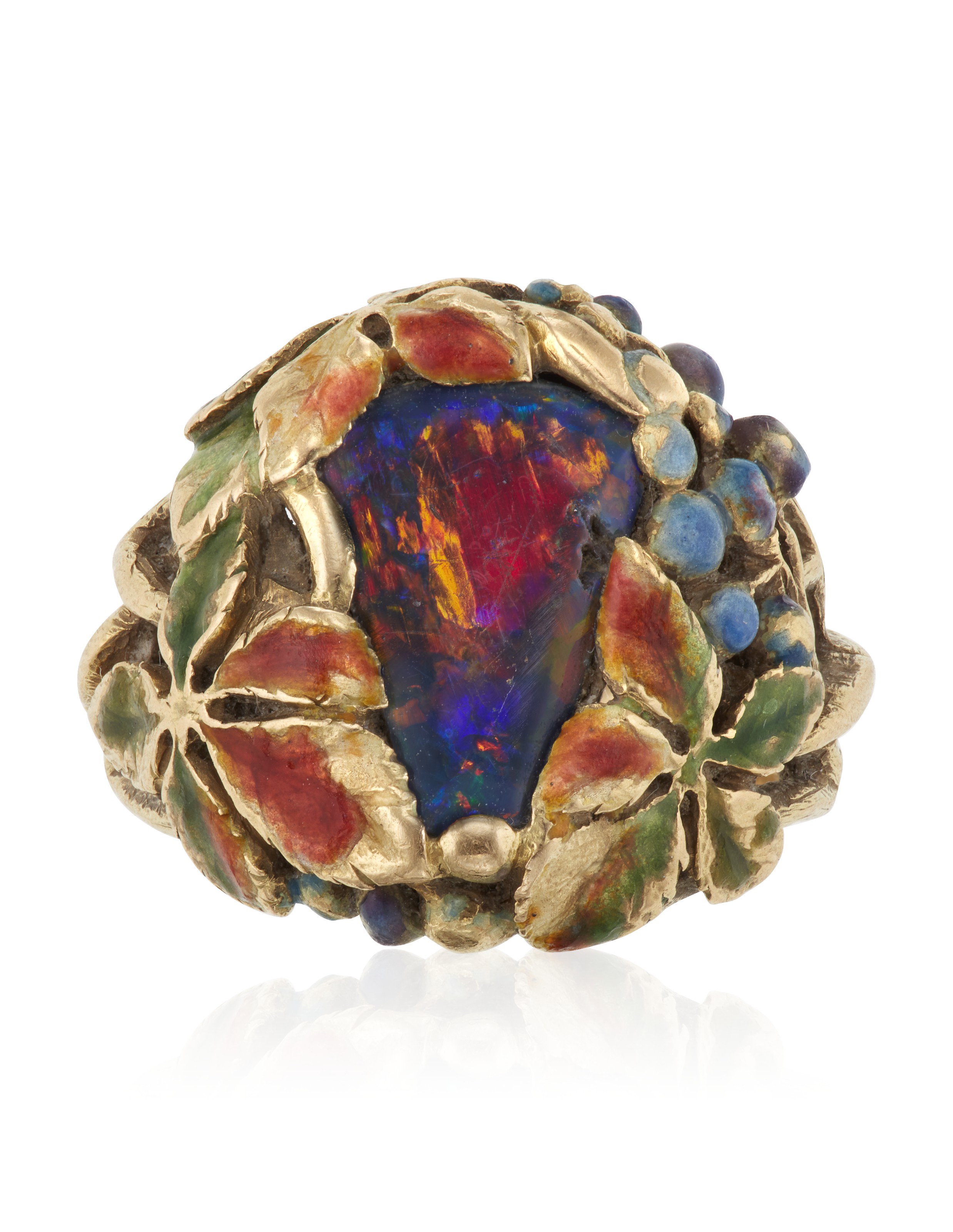 TIFFANY LOUIS COMFORT TIFFANY OPAL AND ENAMEL RING