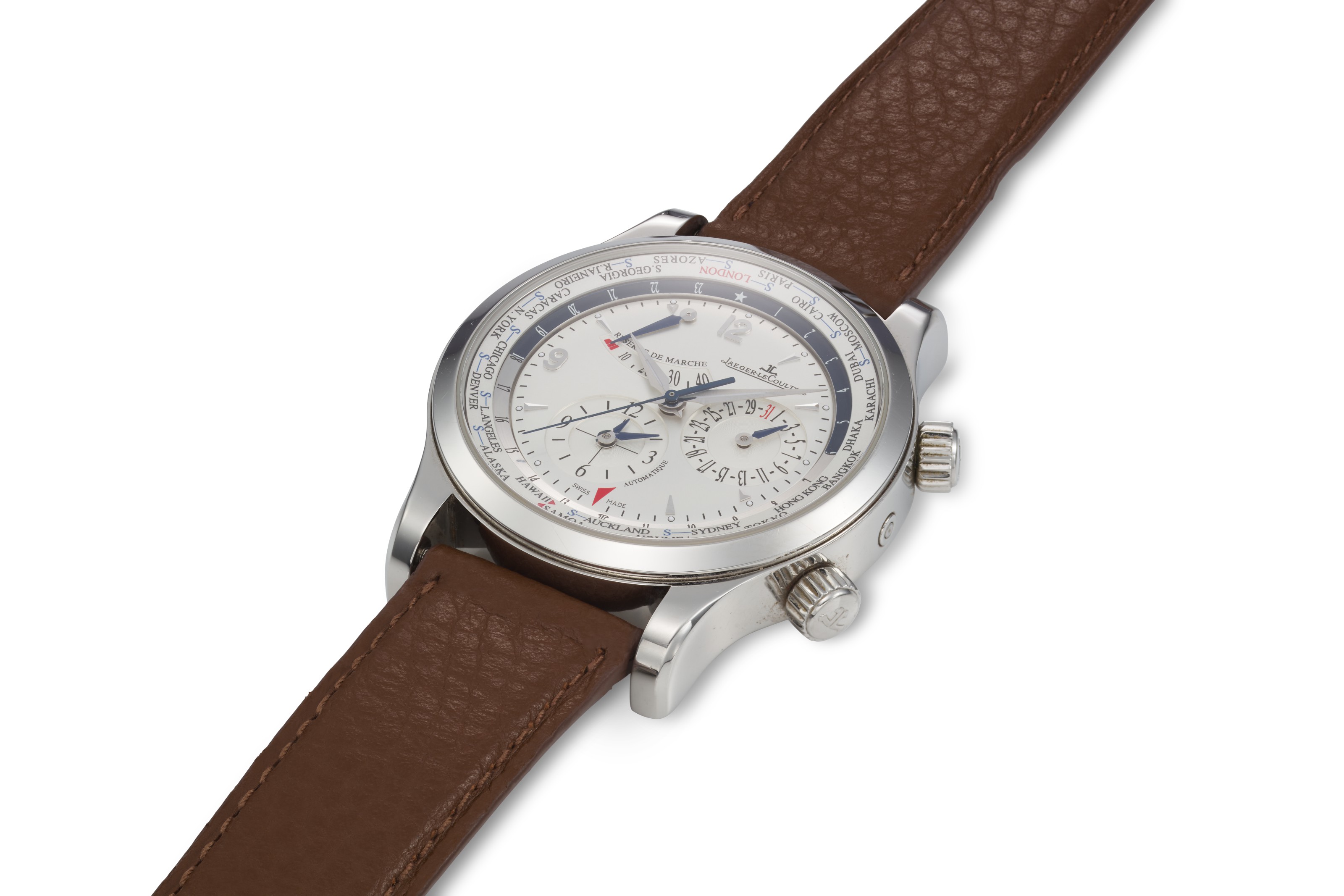 JAEGER LECOULTRE MASTER CONTROL WORLD GEOGRAPHIC WORLD TIME STEEL REF. Q1528420 Christie s