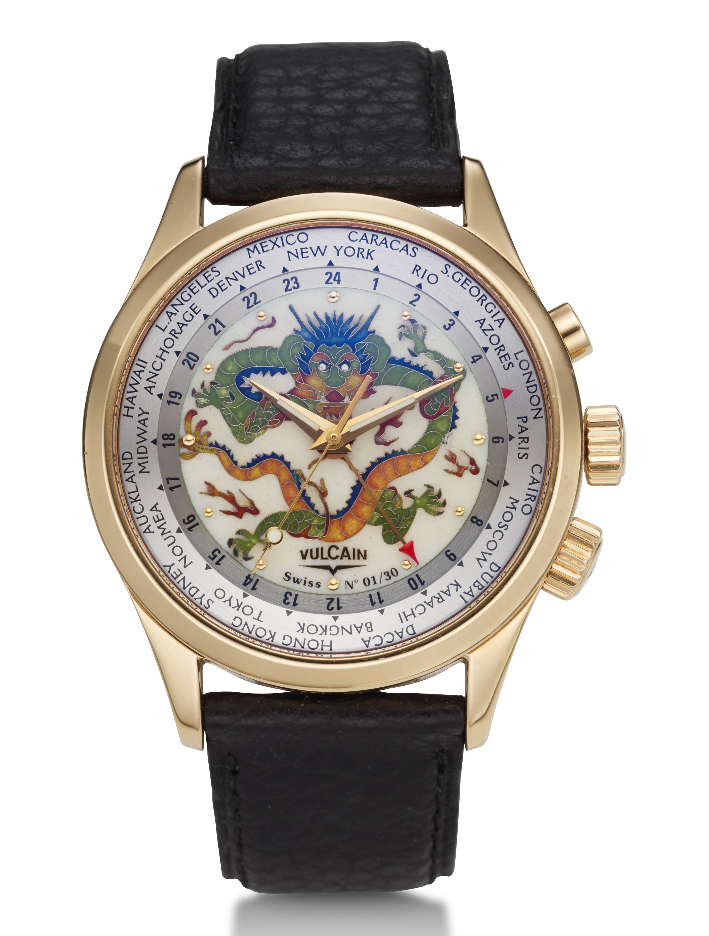 VULCAIN, “THE DRAGON” , WORLD TIME, ALARM, 18K PINK GOLD, LIMITED