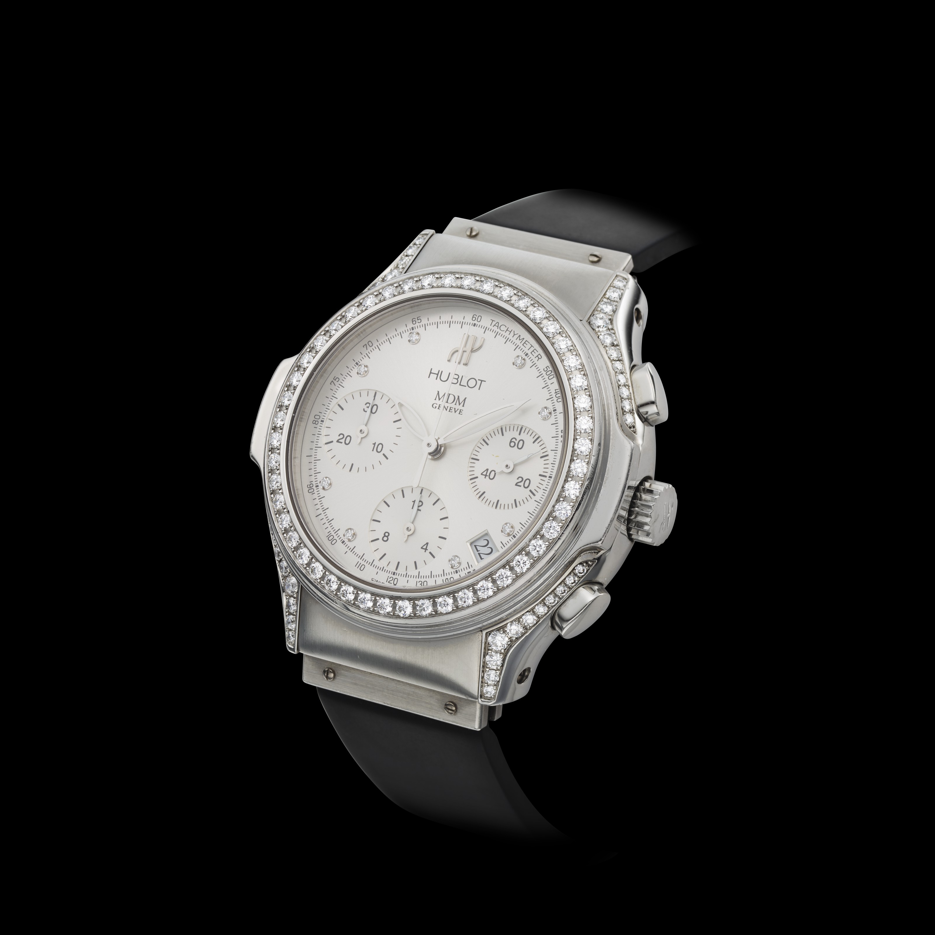 HUBLOT MDM CHRONOGRAPH STEEL DIAMONDS REF. 1810.1.024