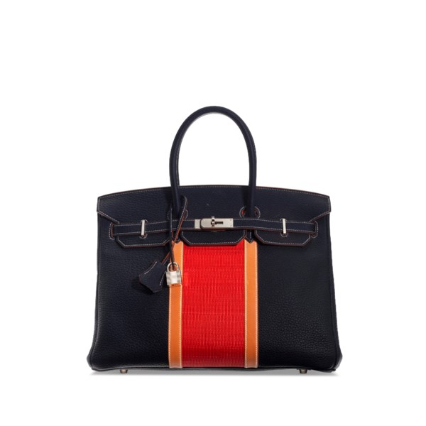 Hermes Club Birkin 35 Indigo Fjord, Barenia Leather & Crinoline 