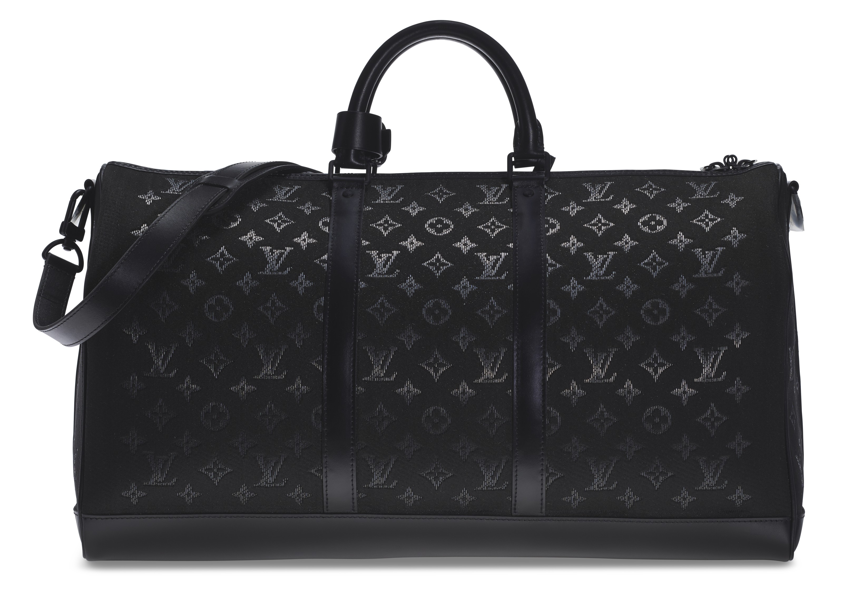 LOUIS VUITTON Jacquard Monogram Light Up Keepall Bandouliere 50 Black  888610