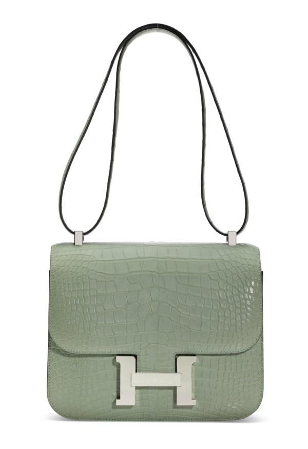 Hermes Constance Bag Alligator Leather Palladium Hardware In Green