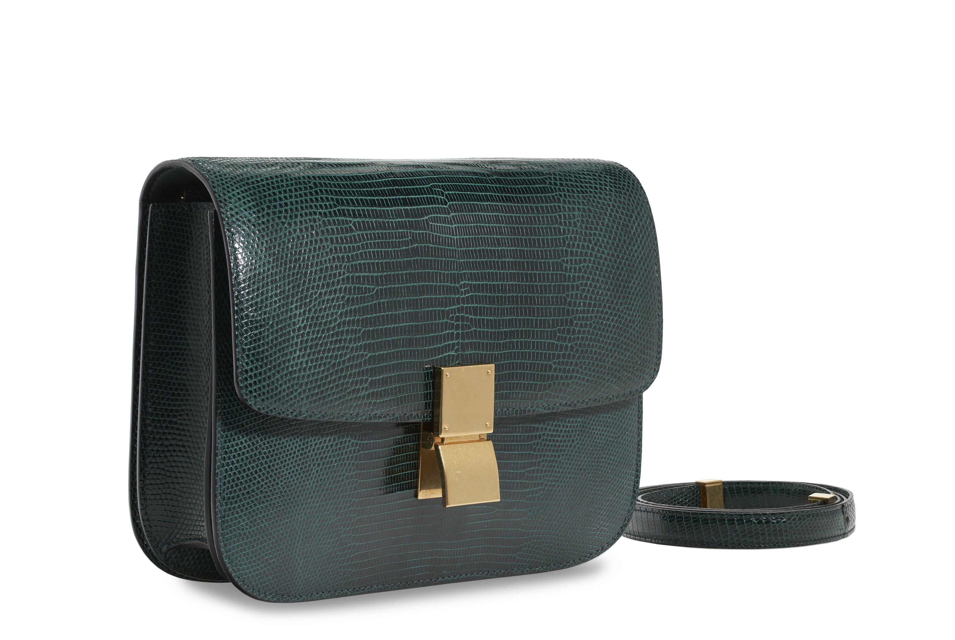 A DARK GREEN LIZARD BOX BAG WALLET CELINE 2017 Christie s