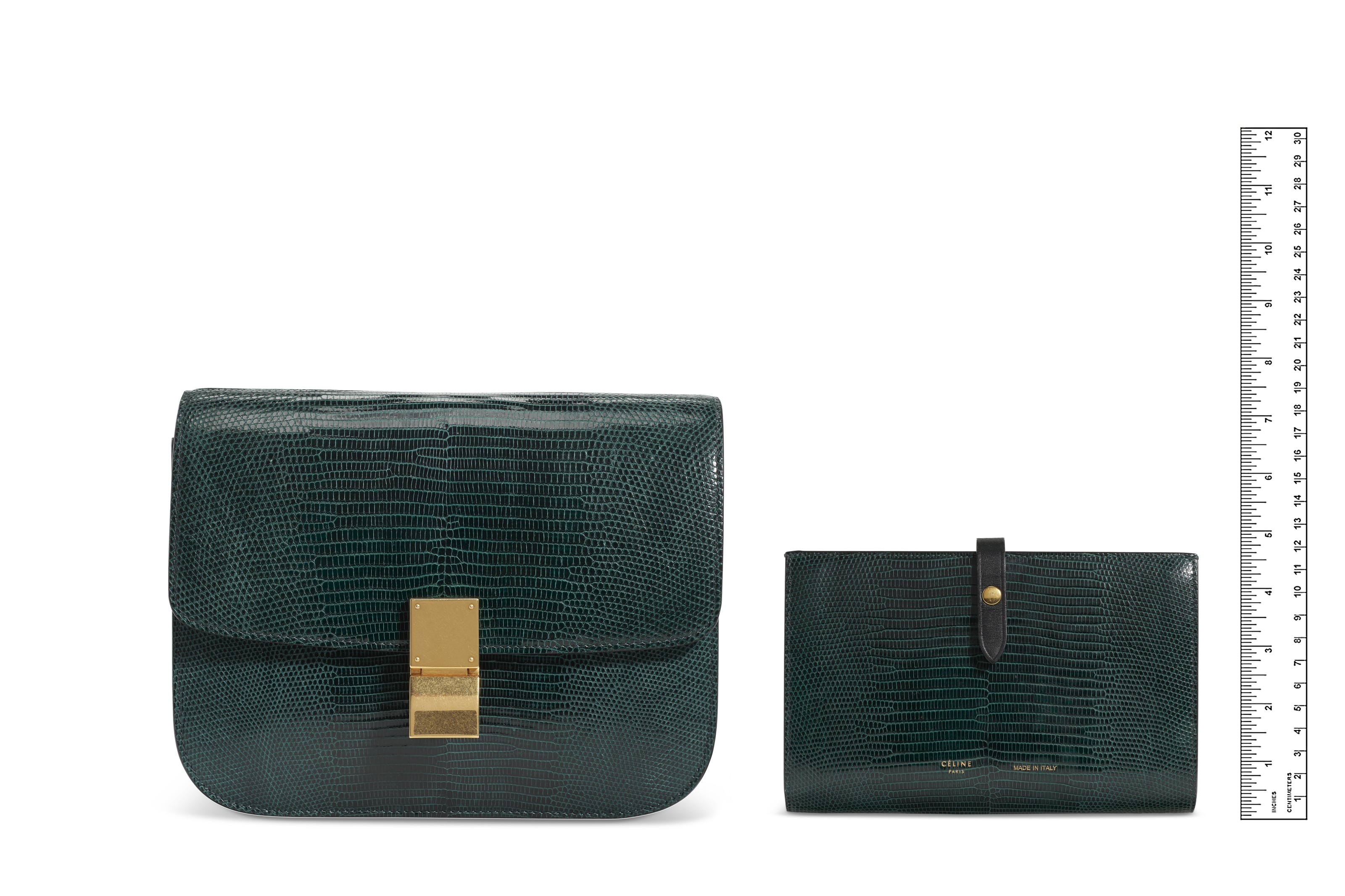 A DARK GREEN LIZARD BOX BAG WALLET CELINE 2017 Christie s