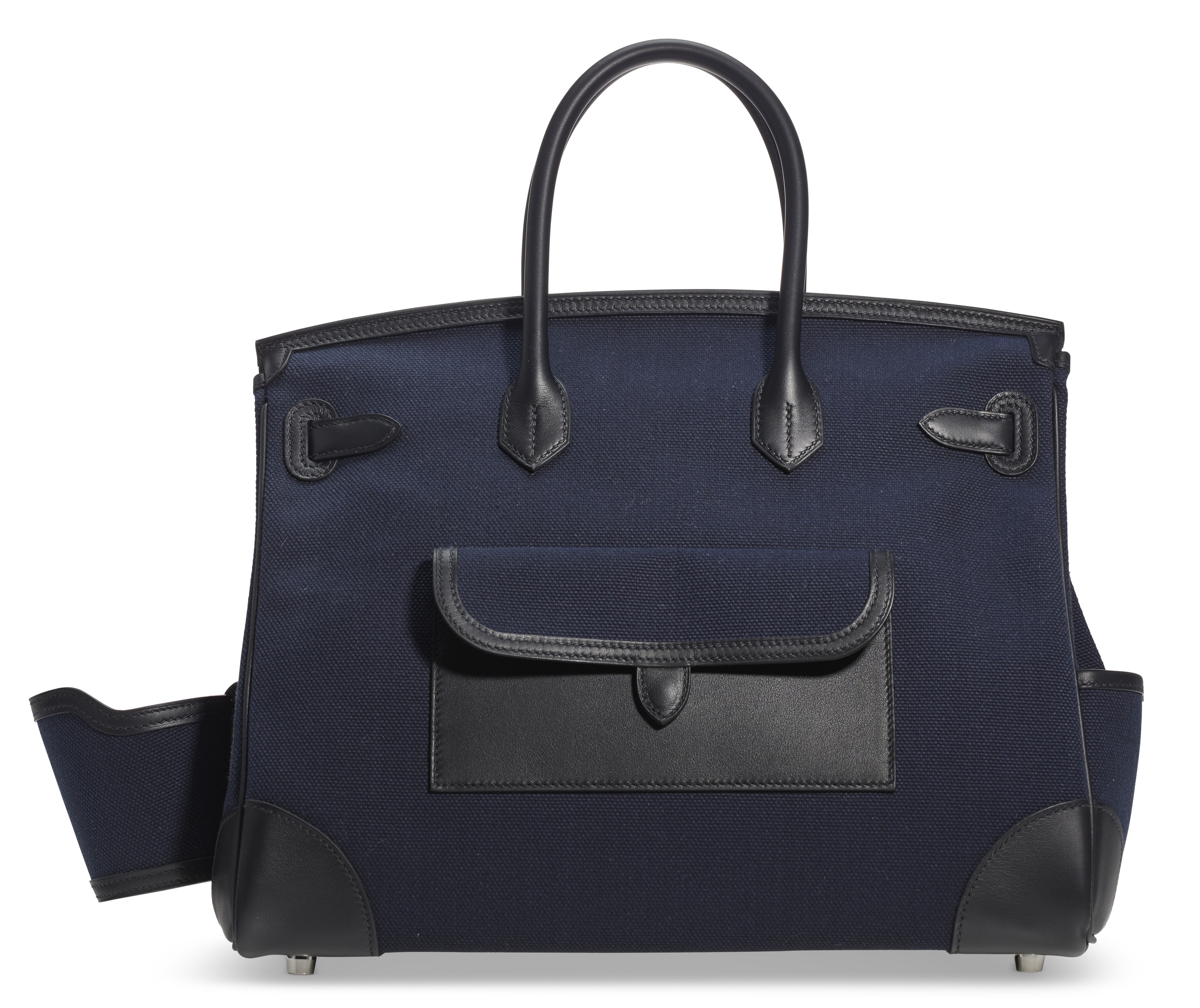 A LIMITED EDITION BLEU MARINE CANVAS SWIFT LEATHER CARGO BIRKIN 35 WITH PALLADIUM HARDWARE HERMES 2020 Christie s