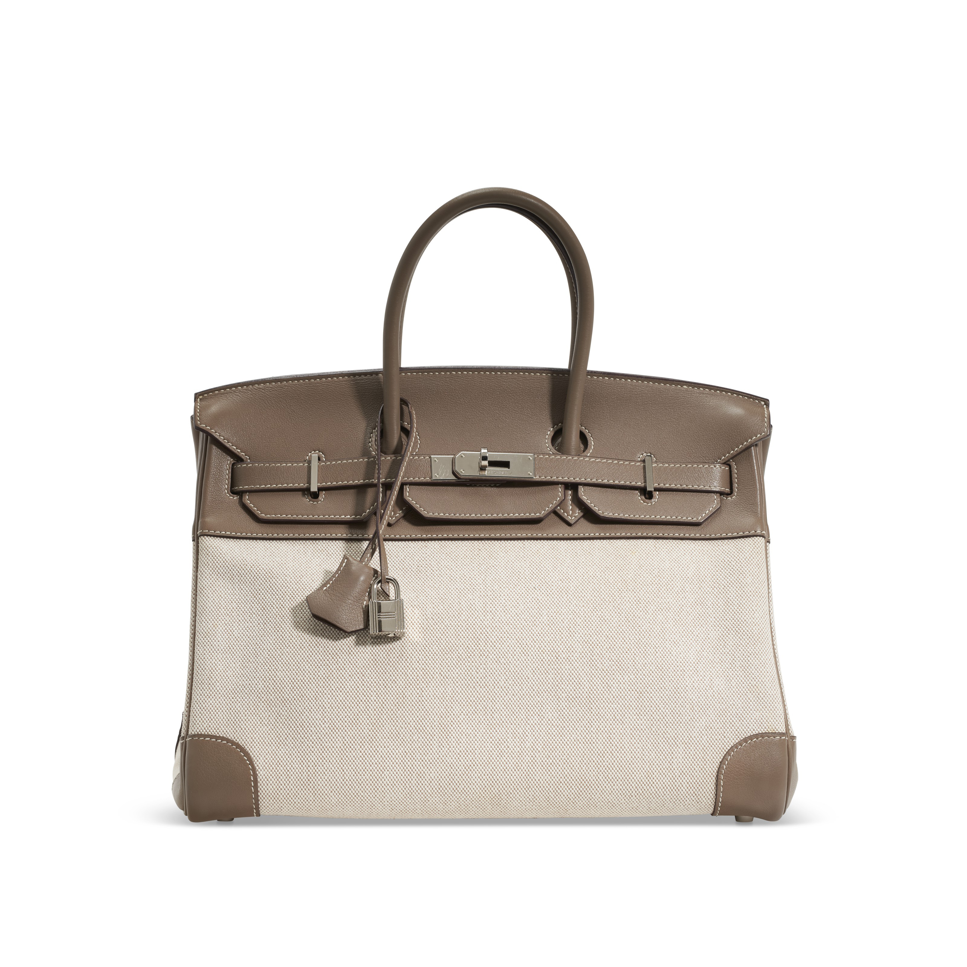 AN ÉTOUPE SWIFT LEATHER & TOILE BIRKIN 35 WITH PALLADIUM HARDWARE, HERMÈS,  2007