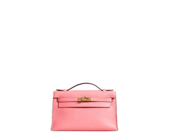 A ROSE LIPSTICK SWIFT LEATHER KELLY POCHETTE WITH GOLD HARDWARE, HERMÈS,  2018