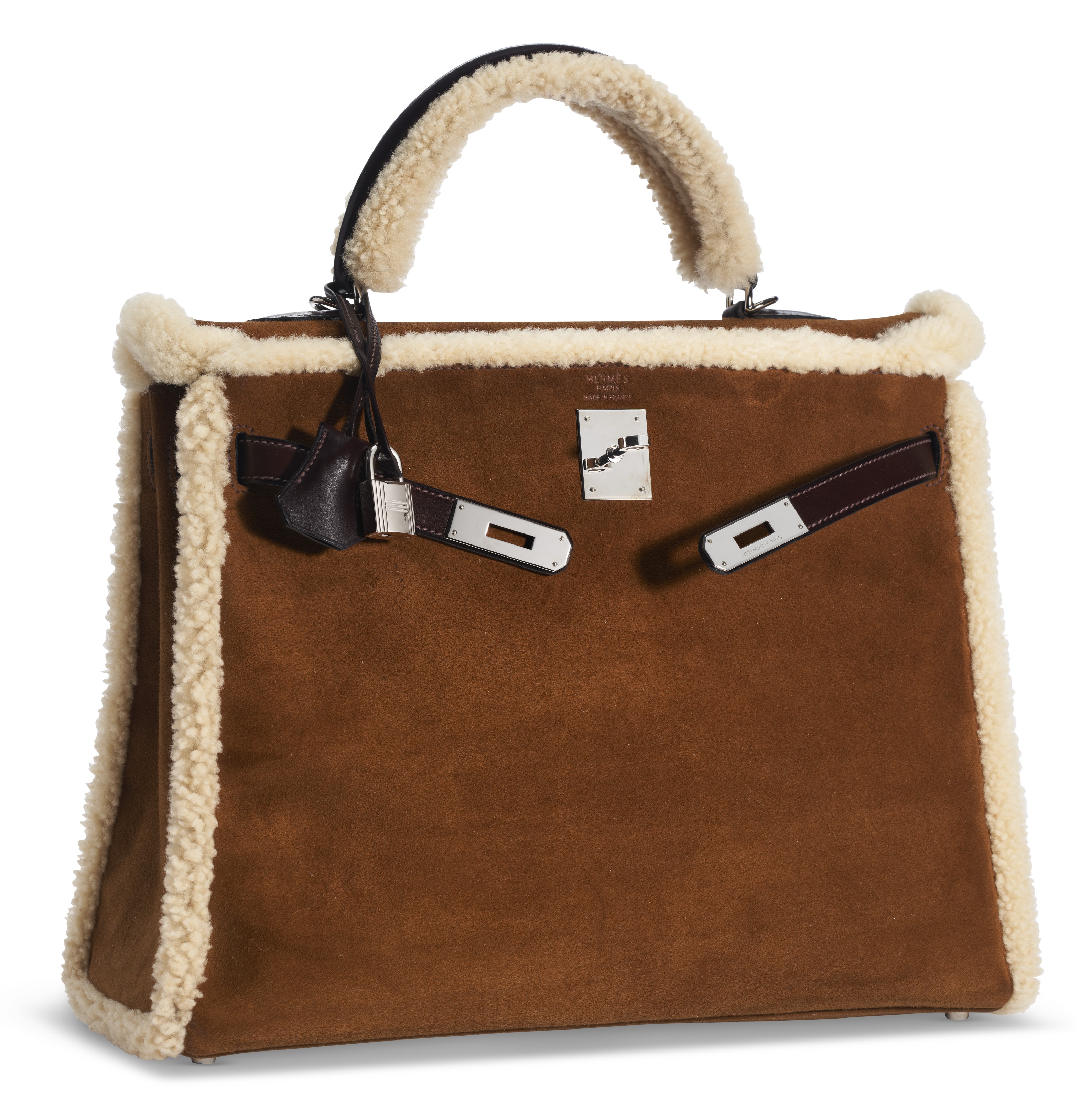 A RARE EBENE BARENIA GOLD VEAU DOBLIS SHEARLING RETOURNE TEDDY KELLY 35 WITH PALLADIUM HARDWARE HERMES 2006 Christie s