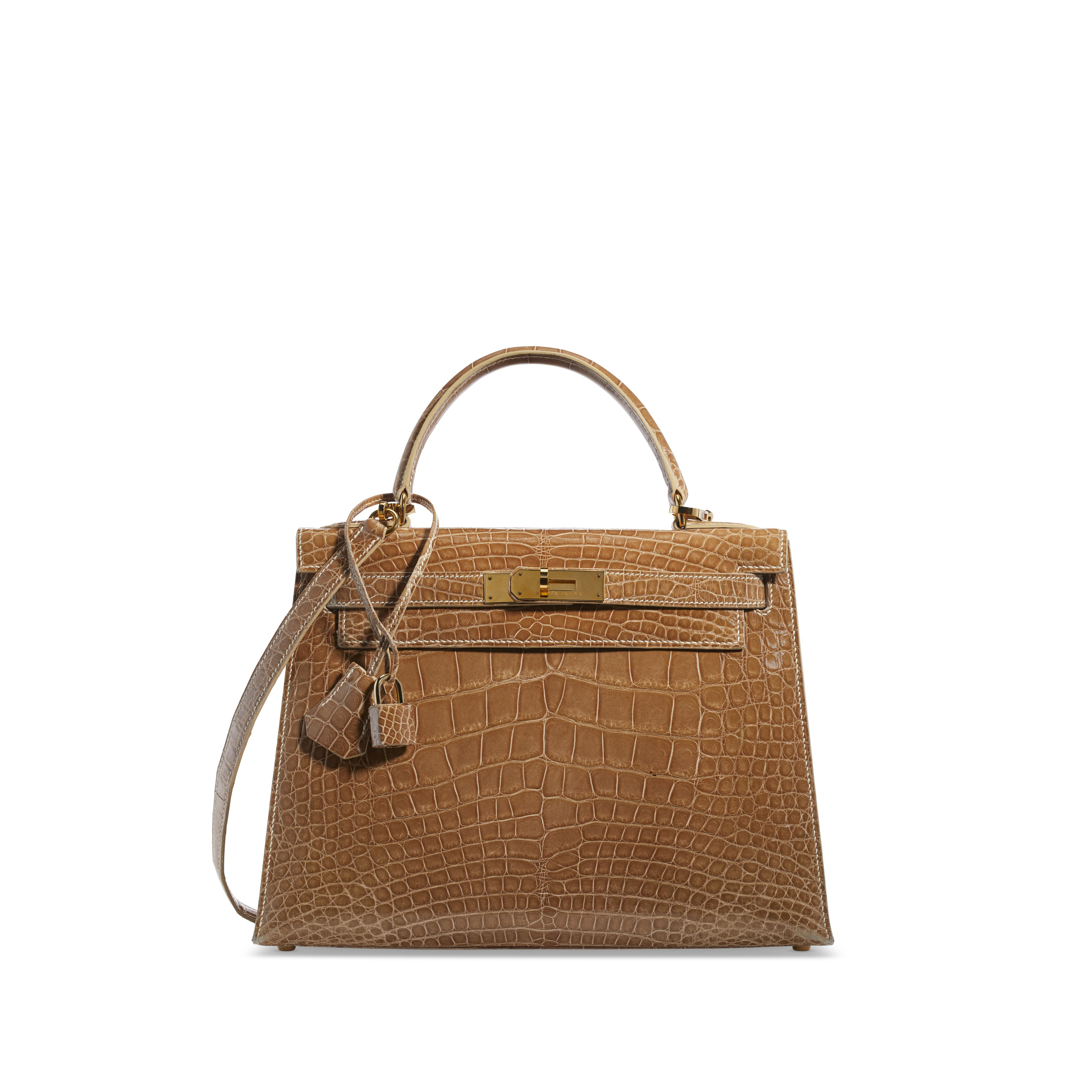 AN ALEZAN EVERCALF LEATHER RETOURNÉ KELLY 28 WITH GOLD HARDWARE