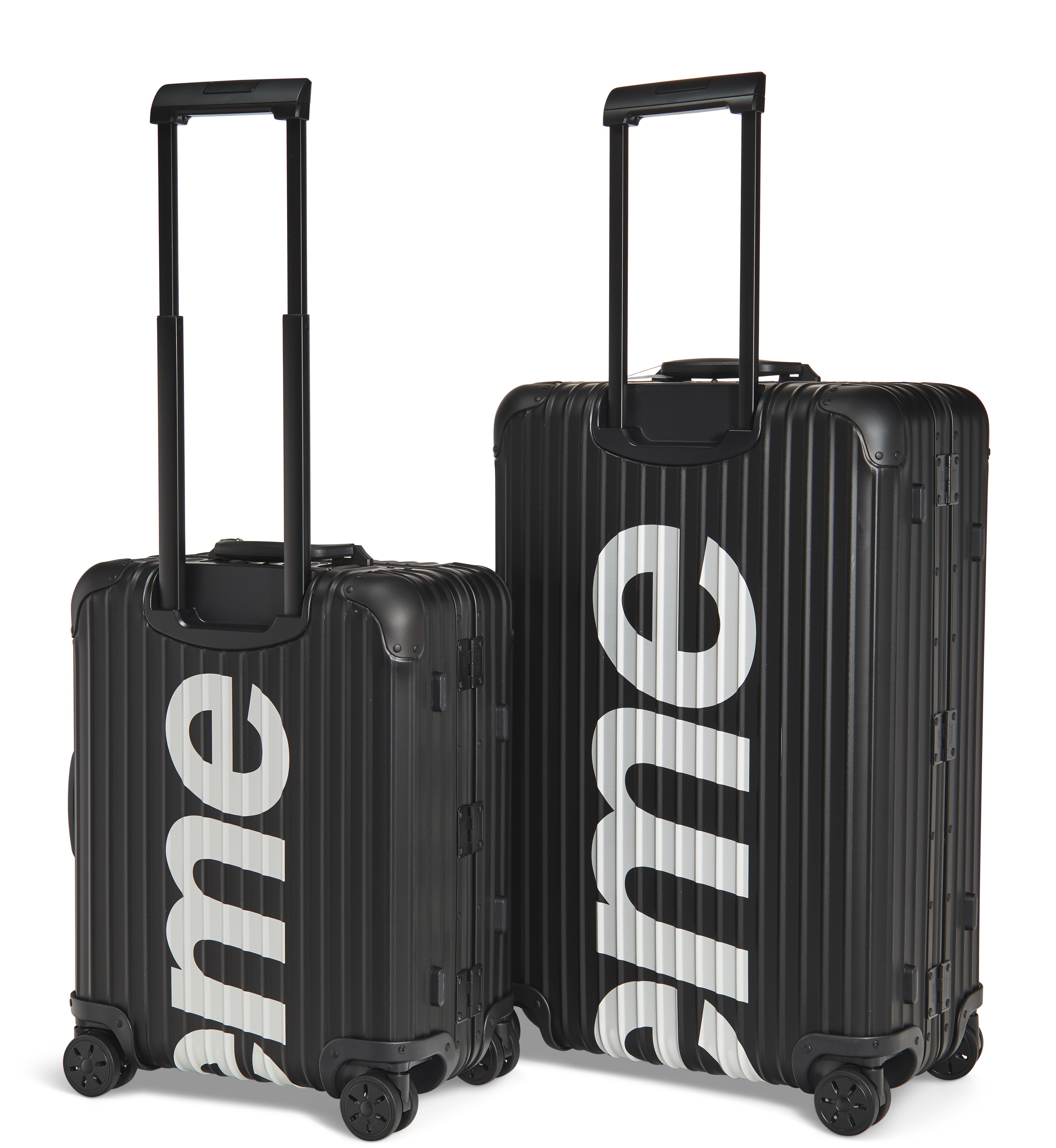 A PAIR OF LIMITED EDITION BLACK ALUMINUM SUITCASES RIMOWA X SUPREME 2018 Christie s