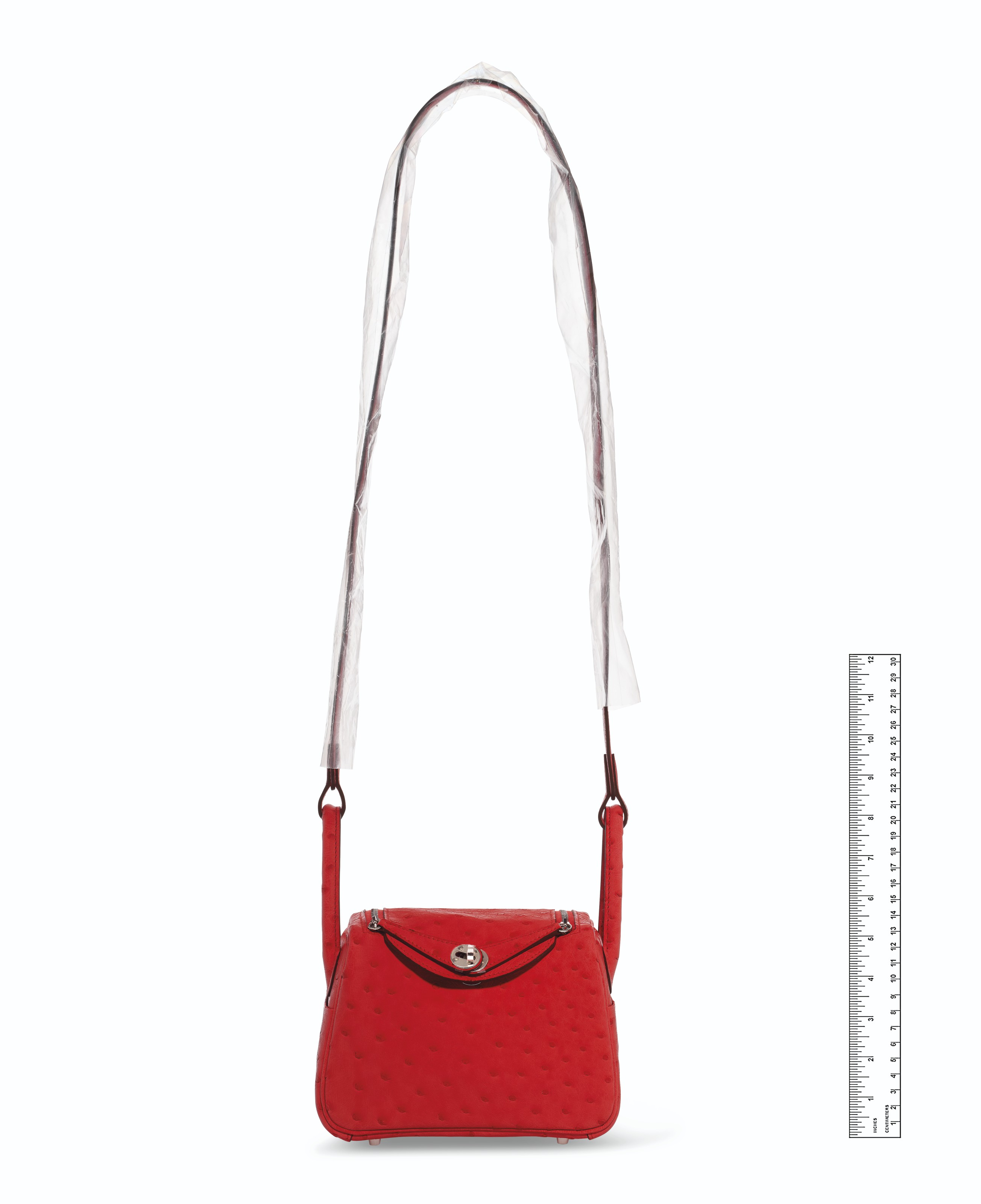 A ROUGE DE COEUR OSTRICH MINI LINDY WITH PALLADIUM HARDWARE HERMES 2021 Christie s