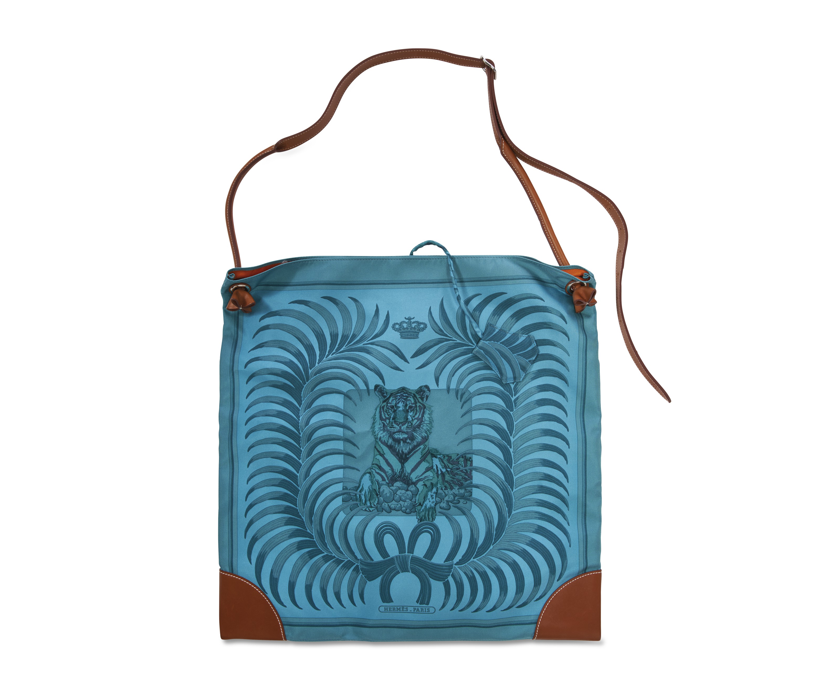 A BLEU TIGER ROYAL SILKY CITY BAG WITH PALLADIUM HARDWARE, HERMÈS