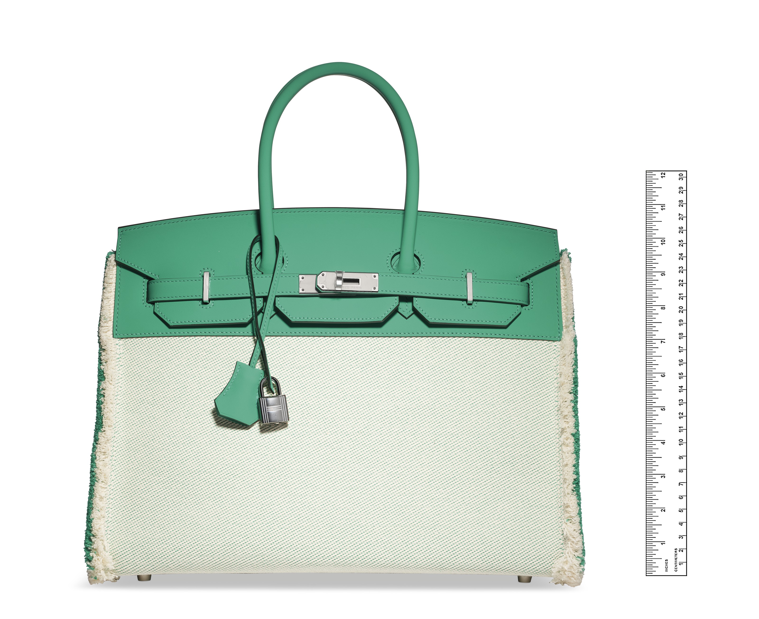 A LIMITED EDITION MENTHE SWIFT LEATHER & TWILL H CANVAS FRAY FRAY