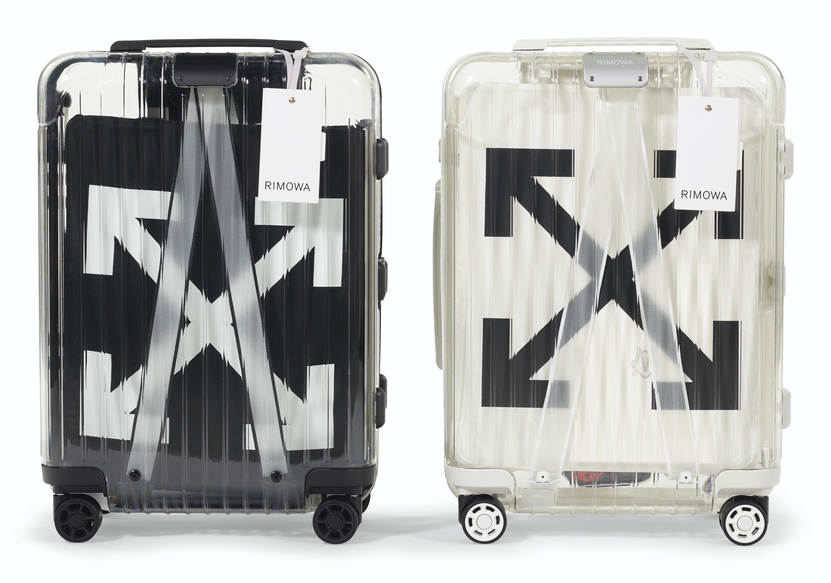 A PAIR OF BLACK & WHITE TRANSPARENT CARRY-ON SUITCASES, RIMOWA X OFF ...